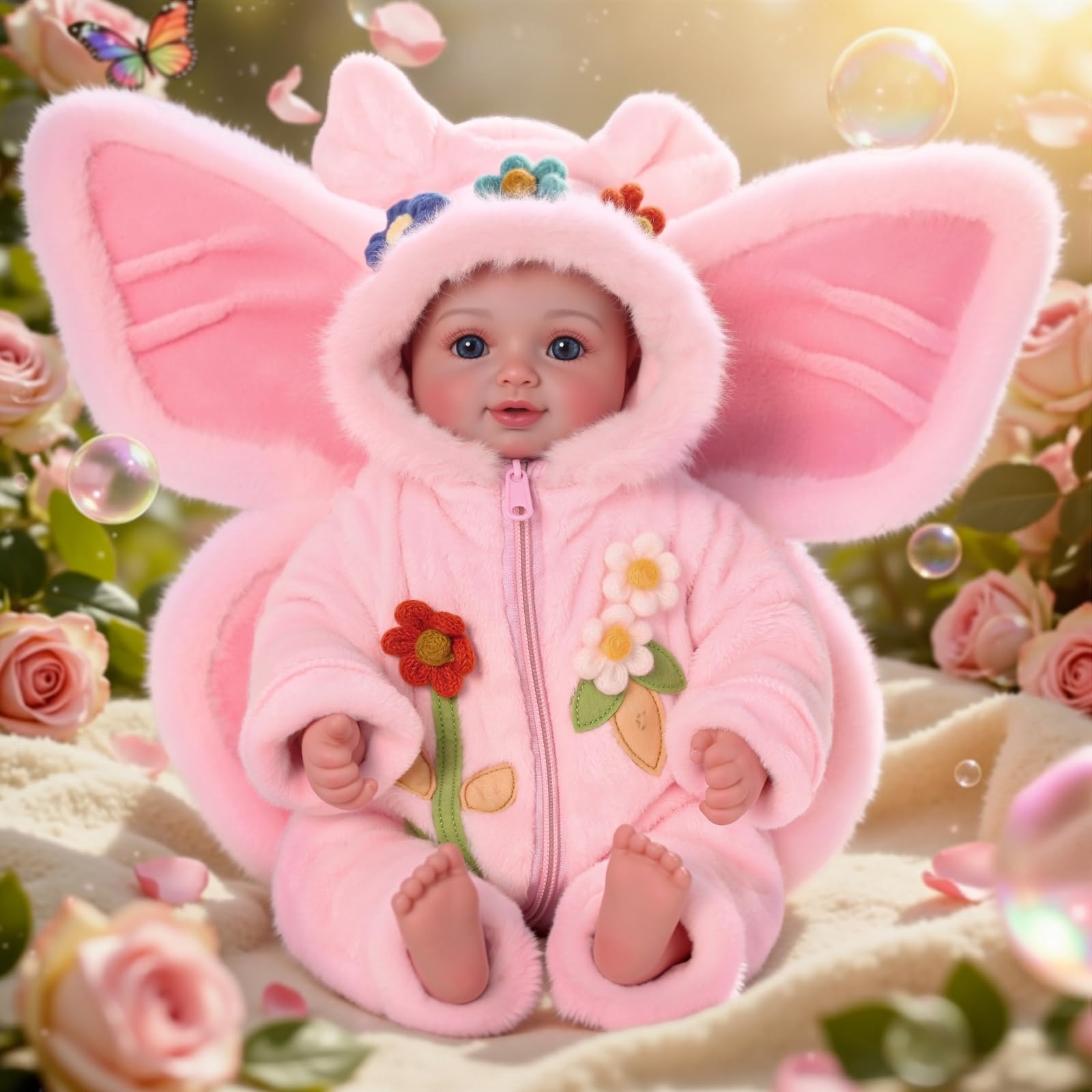 BABESIDE Baby Doll Girl 17 Inch Lifelike Babies Doll with Blue Eyes and Fairy Outfit Real Life Baby Dolls for Over 3 Years Old Girl Birthday Gifts, Pretend Play, Christmas & Collection
