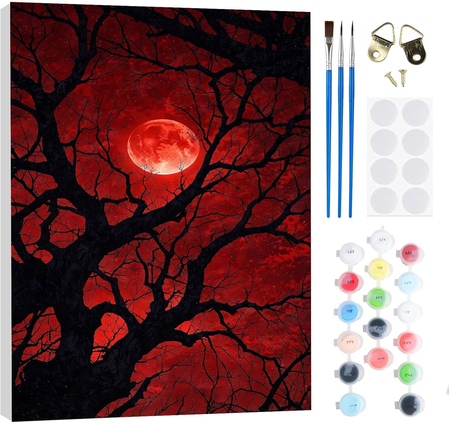 RICUVED Paint By Numbers for Adults with Framed Moon Halloween 20x30cm