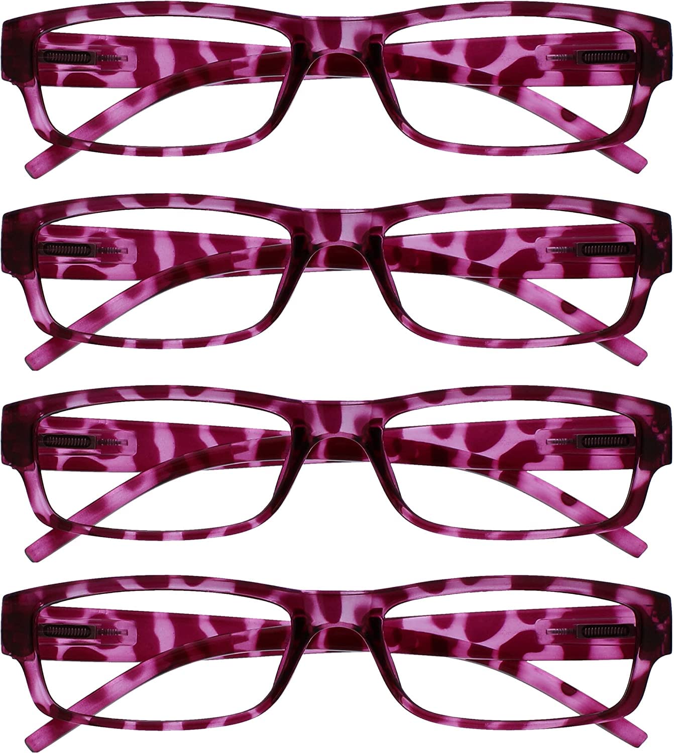 OPULIZE The Reading Glasses Company Pink Tortoiseshell Lightweight Comfortable Readers Value 4 Pack Designer Style Mens Womens UVR4PK032PK +1.50