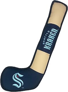 Pets First Dog Squeak Toy - NHL Seattle Kraken Hockey Stick PET Toy with Inner Squeaker. Hockey Stick Shaped Tough Toy for Dogs & Cats. Cool Team Logo. Great Interactive Pet Toy for a Hockey Fan