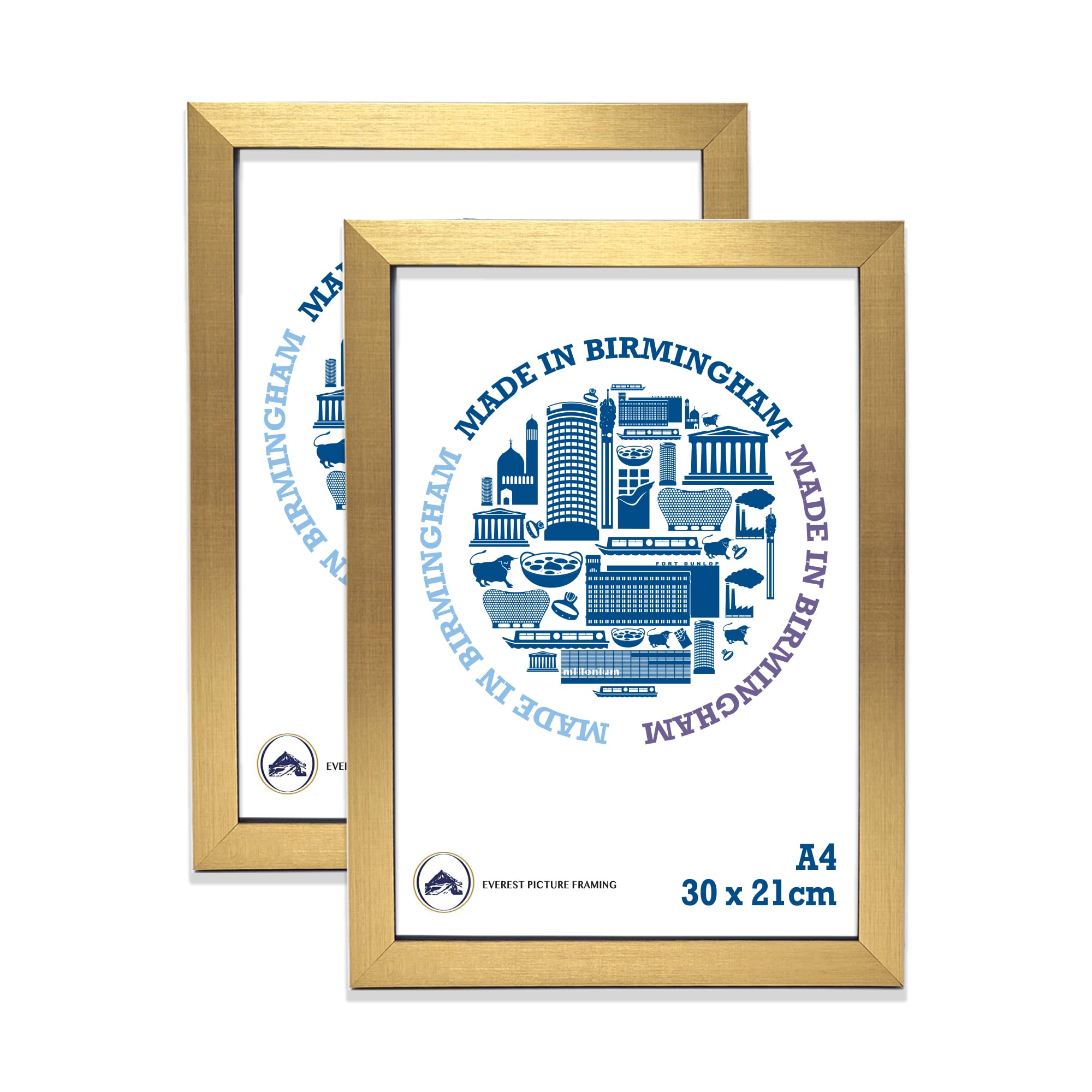 Everest Picture Framing Ltd Gold A4 Picture Frames In Pack Of, 21 X 29.7 Cm Photo And Document Frame, 2 Certificate Frames Horizontally Or Vertically (Gold)