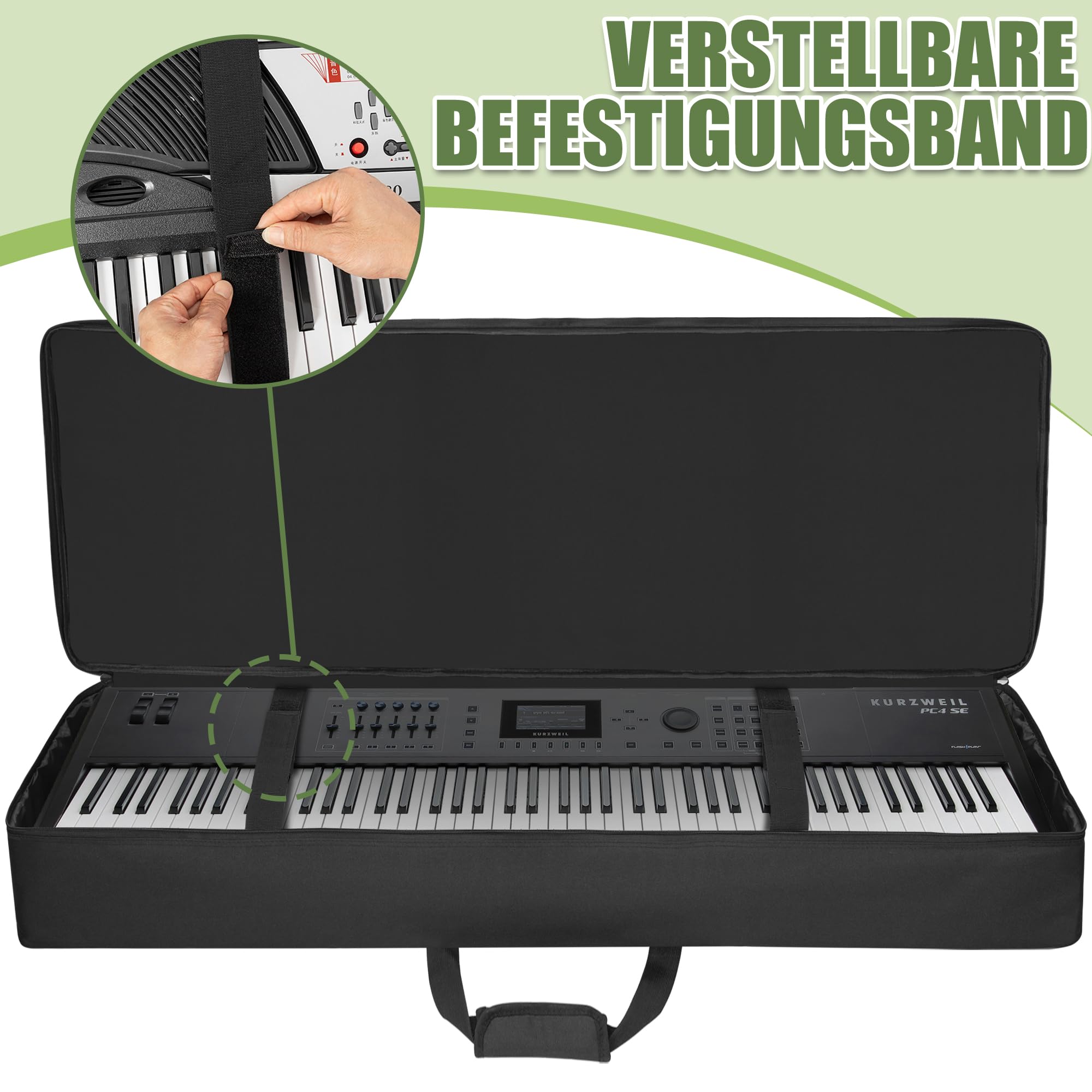 88 Key Keyboard Tasche, Robuste 600D Oxford Keyboardtasche 88 Tasten mit 10 mm Polsterung, Keyboard-Gigbag mit Griffen und Schultergurten für Digitales E-Piano (146x45.7x20.3CM)
