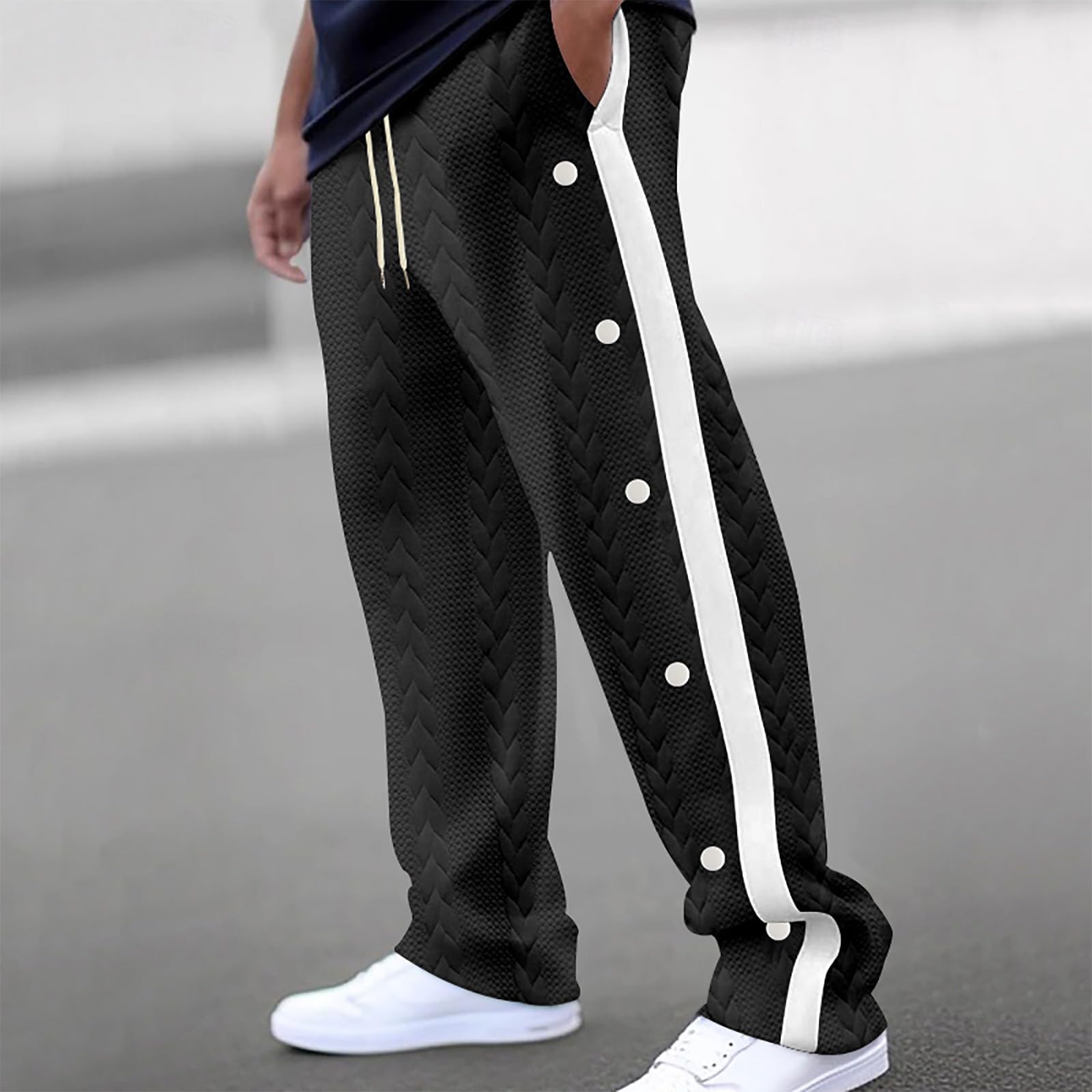 Generisch Pantalones de chándal para hombre, patchwork, jacquard, pantalones de chándal para hombre, pantalones de deporte, cintura elástica, pantalones de correr, pantalones de ocio, pantalones de
