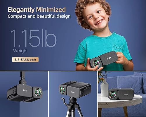Miniatura 5 de Mini proyector, Tkisko 5G WiFi 1080P compatible con proyector de video, proyector portátil de 12000 lúmenes, proyector de cine en casa para