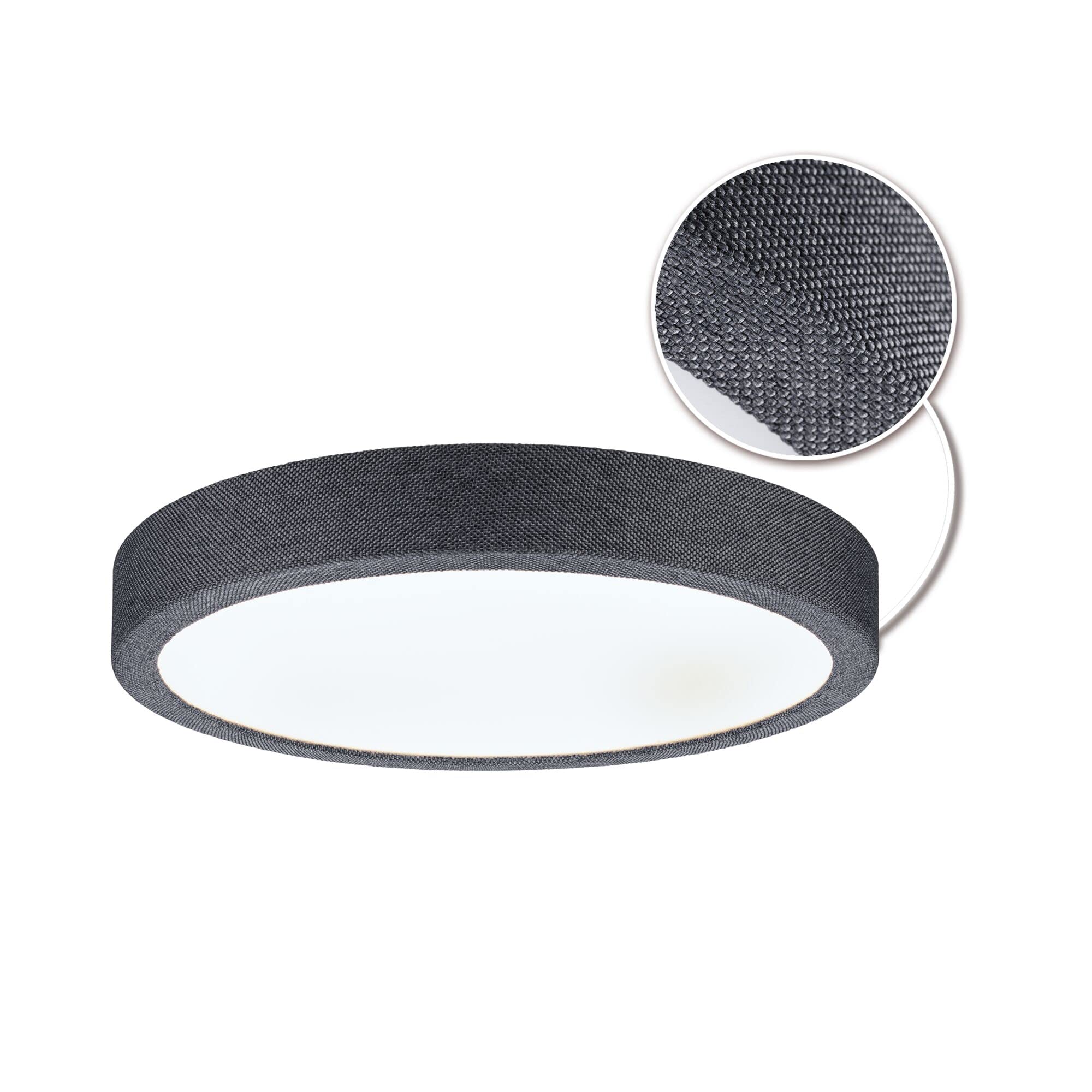 Paulmann 71055 LED Panel Cosara rund 15W IP44 1300lm 300mm Deckenleuchte in Dunkelgrau Kunststoff/Stoff 4000K Badleuchte