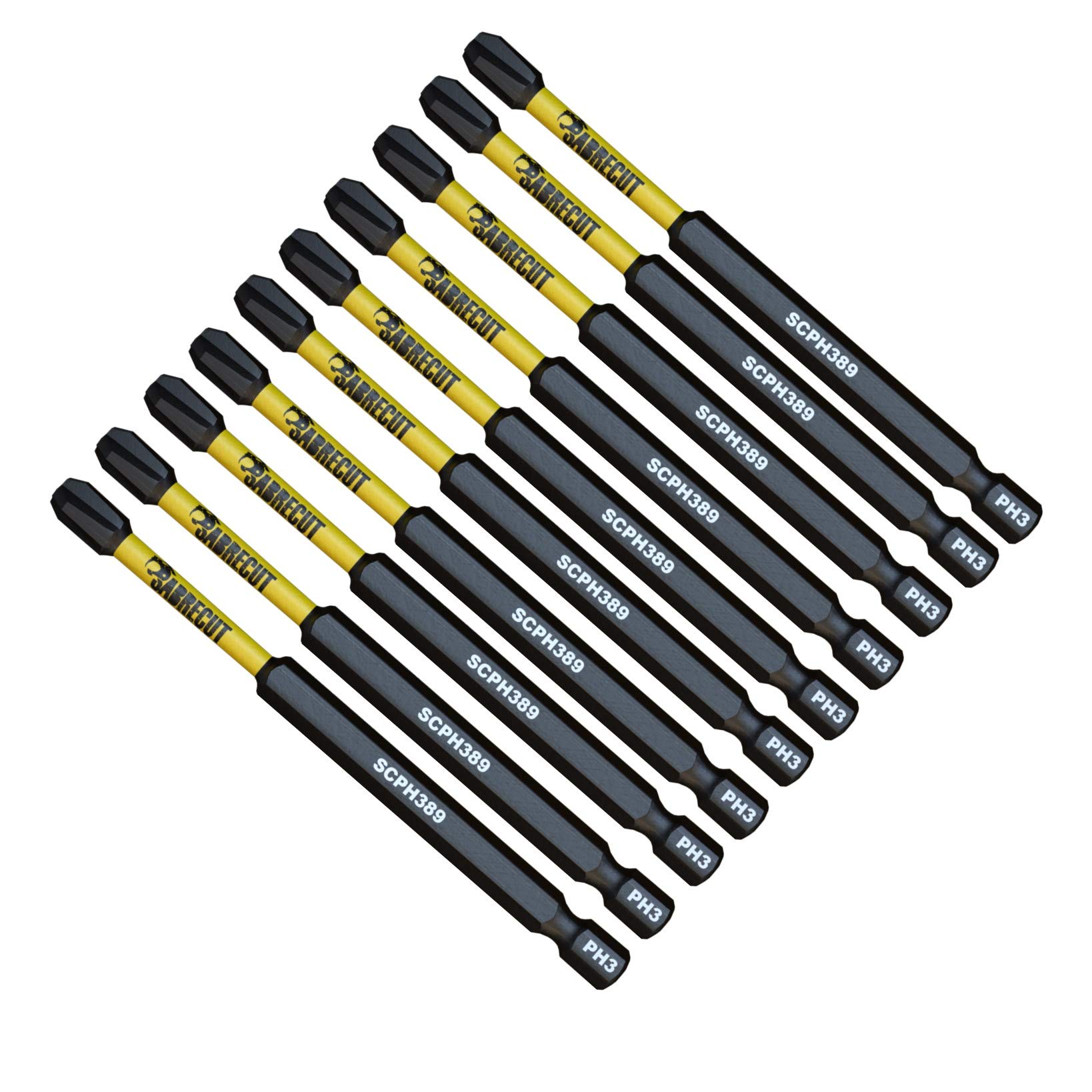 SabreCut 10-tlg. Schlagschrauber-Bit-Set – 89mm H3, Magnetisch, Kompatibel Mit DeWalt, Milwaukee, Bosch, Makita
