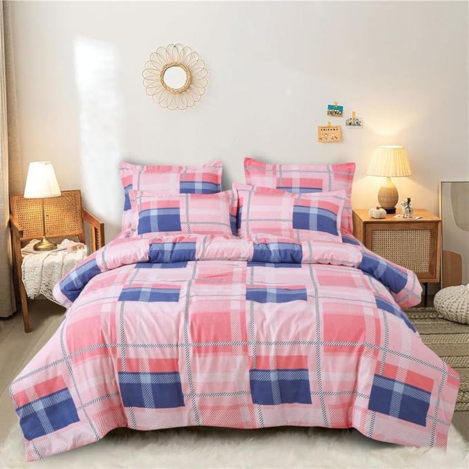 Fablicious Super Soft Glace Cotton King Size Duvet Cover / Razai Cover / Quilt Cover / Comforter Cover / Dohar for Double Bed with Zipper Closure 90x100 inch (Multicolor)