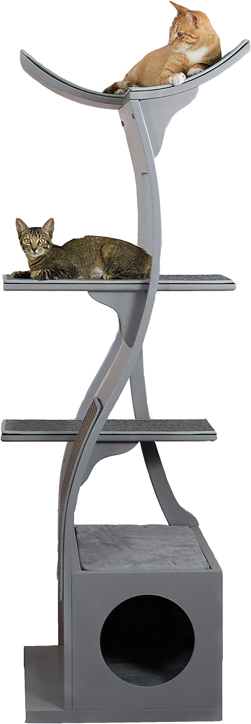 The Refined Feline Lotus Cat Tower Furniture, Multi-Level Cat Tree with Scratching Pad, Perches, House to Climb, Play, Relax for Kitty