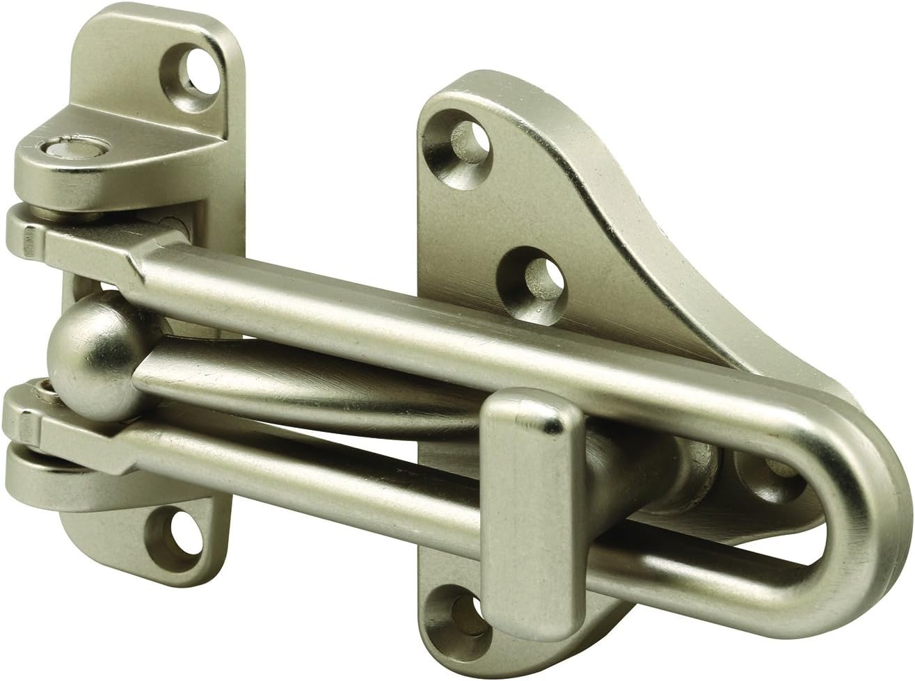 Defender Security Swing Bar Door Guard With High Security Auxiliary Lock, Satin Nickel Finish, 1-Pack, U 11316