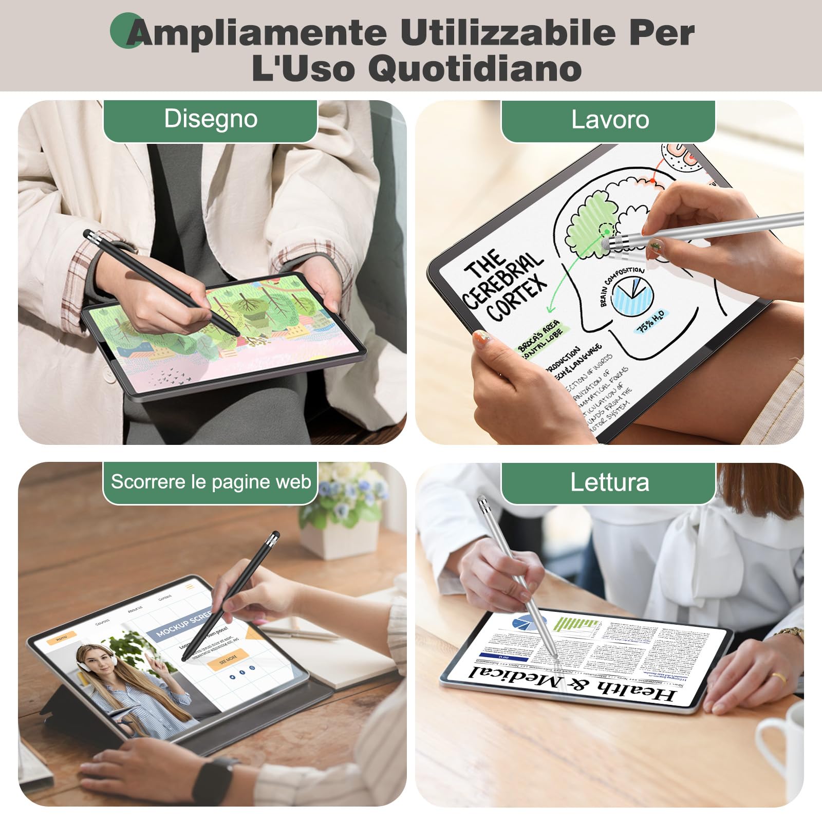 MEKO Pennino per tablet 2 in 1 Touch Pen 6 punte in gomma per iOS Android iPhone iPad Samsung Huawei Xiaomi