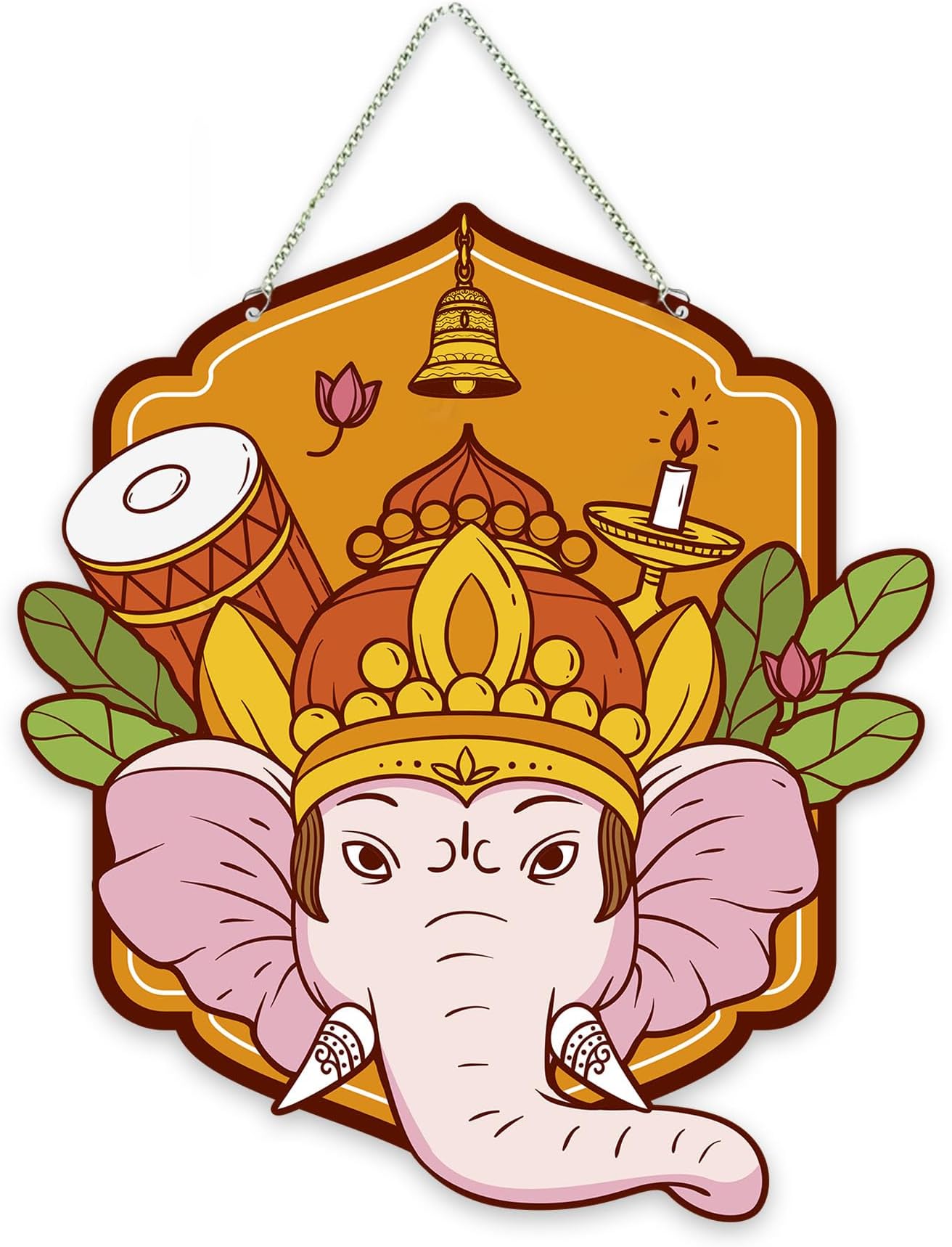 Artvibes Shri Ganesha Auspicious Wooden Art Work Wall Hanging For Good Luck Properity Vastu | Spiritual Decor Items | Paintings | Wall Poster| Stylish Modern Decor Item | Gift Items (WH_8608N)