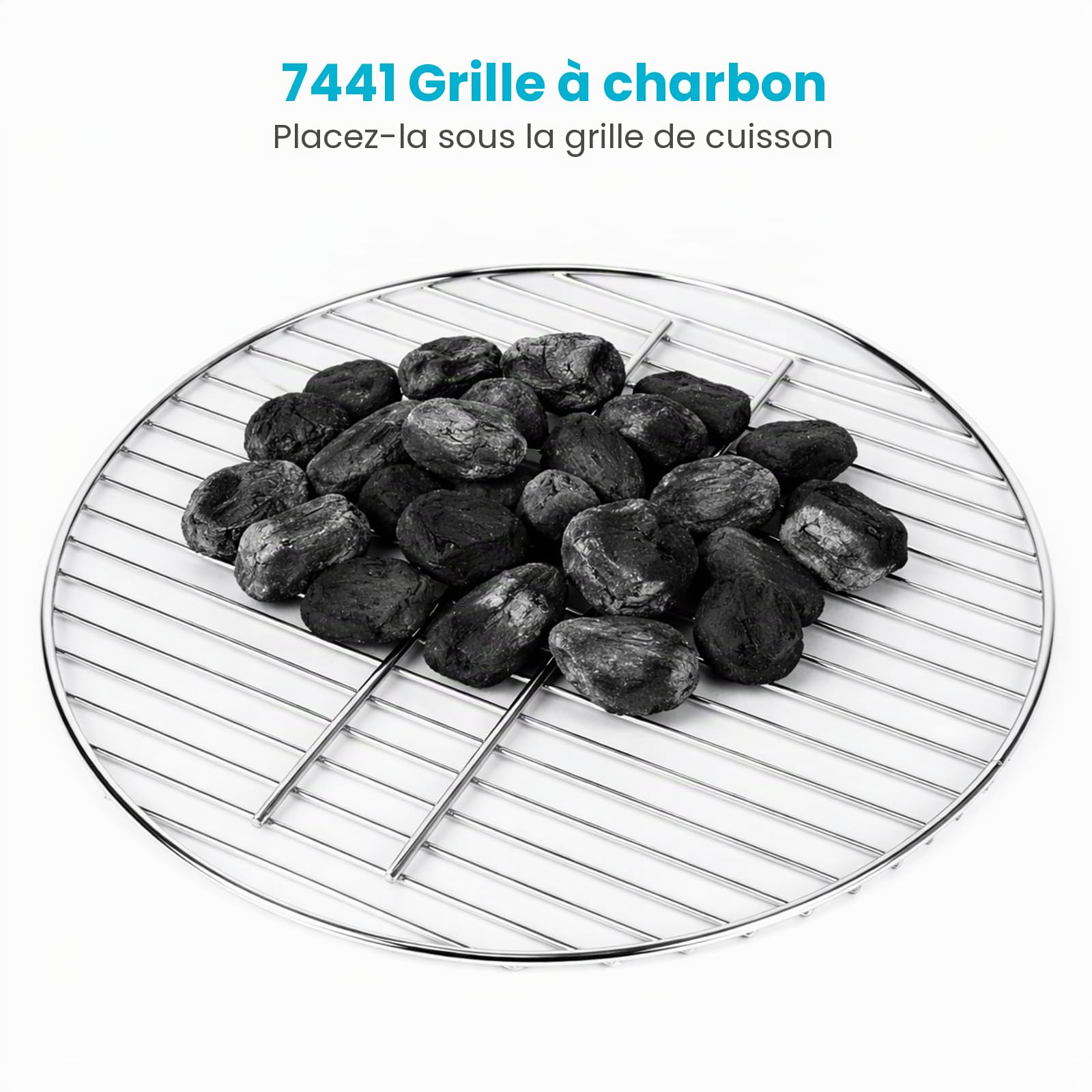 Grille à charbon de 43 cm de diamètre (pas de grille), remplacement pour barbecue au charbon de bois Weber 57 cm, One-Touch, Performer, Bar-B-Kettle, Master-Touch, compatible avec Weber 7441