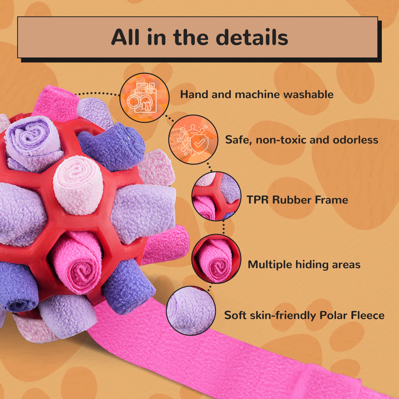 Larimuer Snuffle Ball for Dogs Snuffle Rug Snuffle Toy, Interactive Dog Toy - Image 3