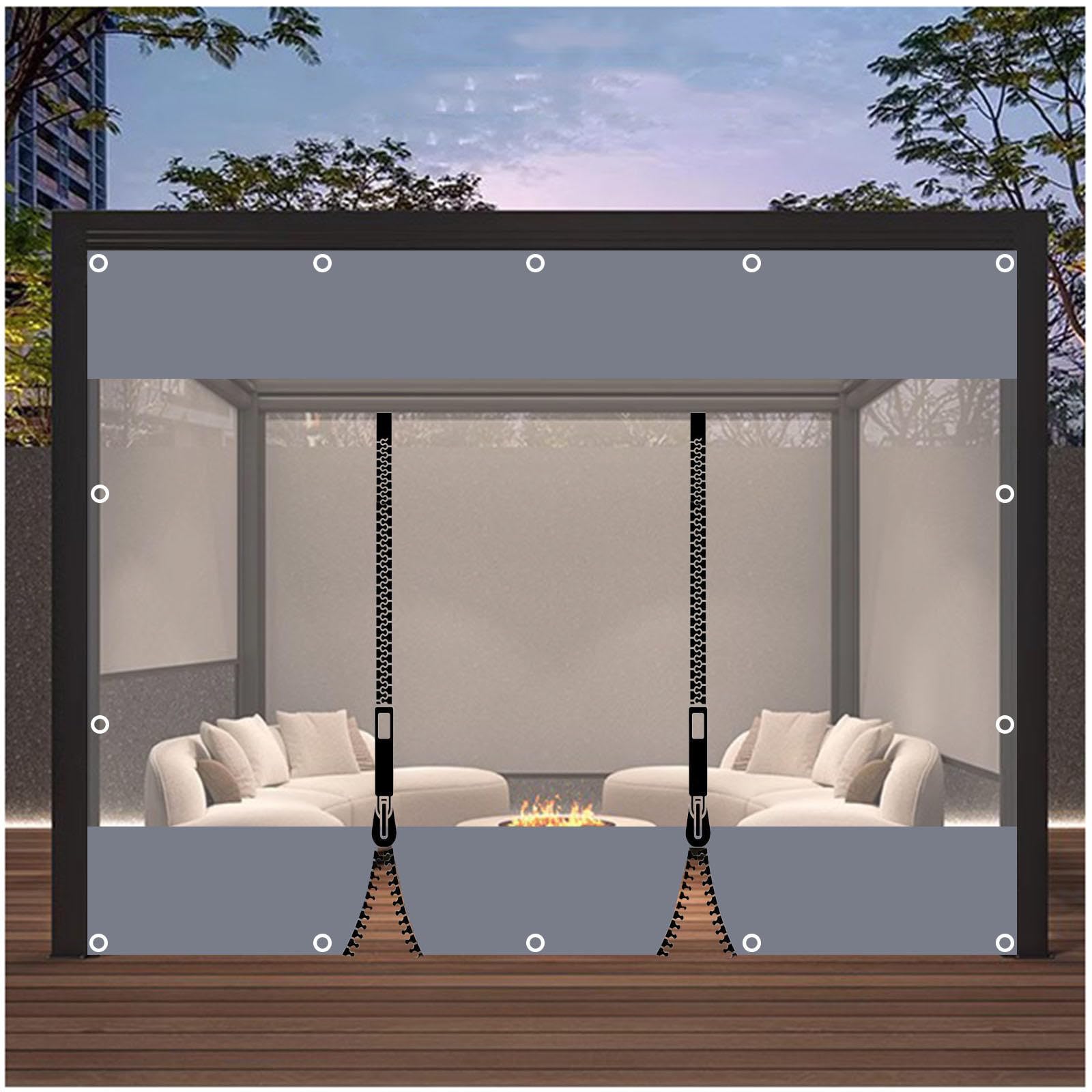 Xrdbfd Wxh Transparent Tarp Curtains, Clear Gazebo Side Panels With Pvc Tarpaulin And Zip, 0.3Mm Outdoor Curtains, Pergola Patio Carport Waterproof Tarpaulin Side Panels,-3X2.2m/9.8 * 7.2Ft