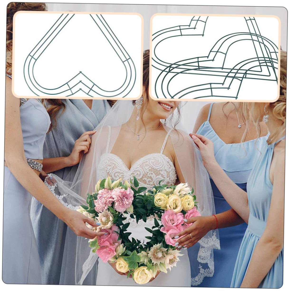 PRETYZOOM 8 STK Kranz künstliche blüten Artificial Christmas Decoration balkonerde Ring aus Makramee-Kreationen Hochzeitsrahmen Girlandenrahmen Girlande DIY Rahmen Eisen Green