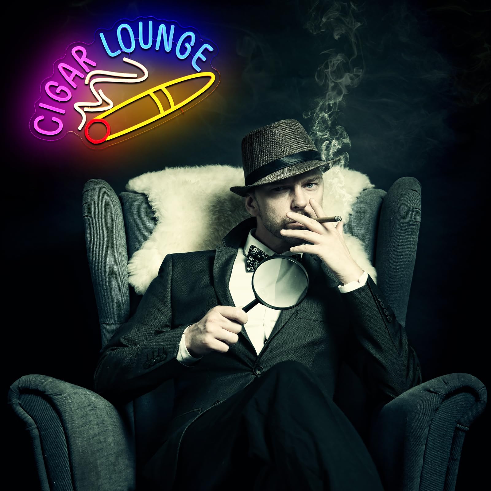 Cigar Lounge Neon Scudo sigari Led Targa al neon Parete Sigarette Neon Sign USB Led Targa per Ricezione Camera Fumare Negozi Bar Man Cave Store Home Business Pub Party Decor