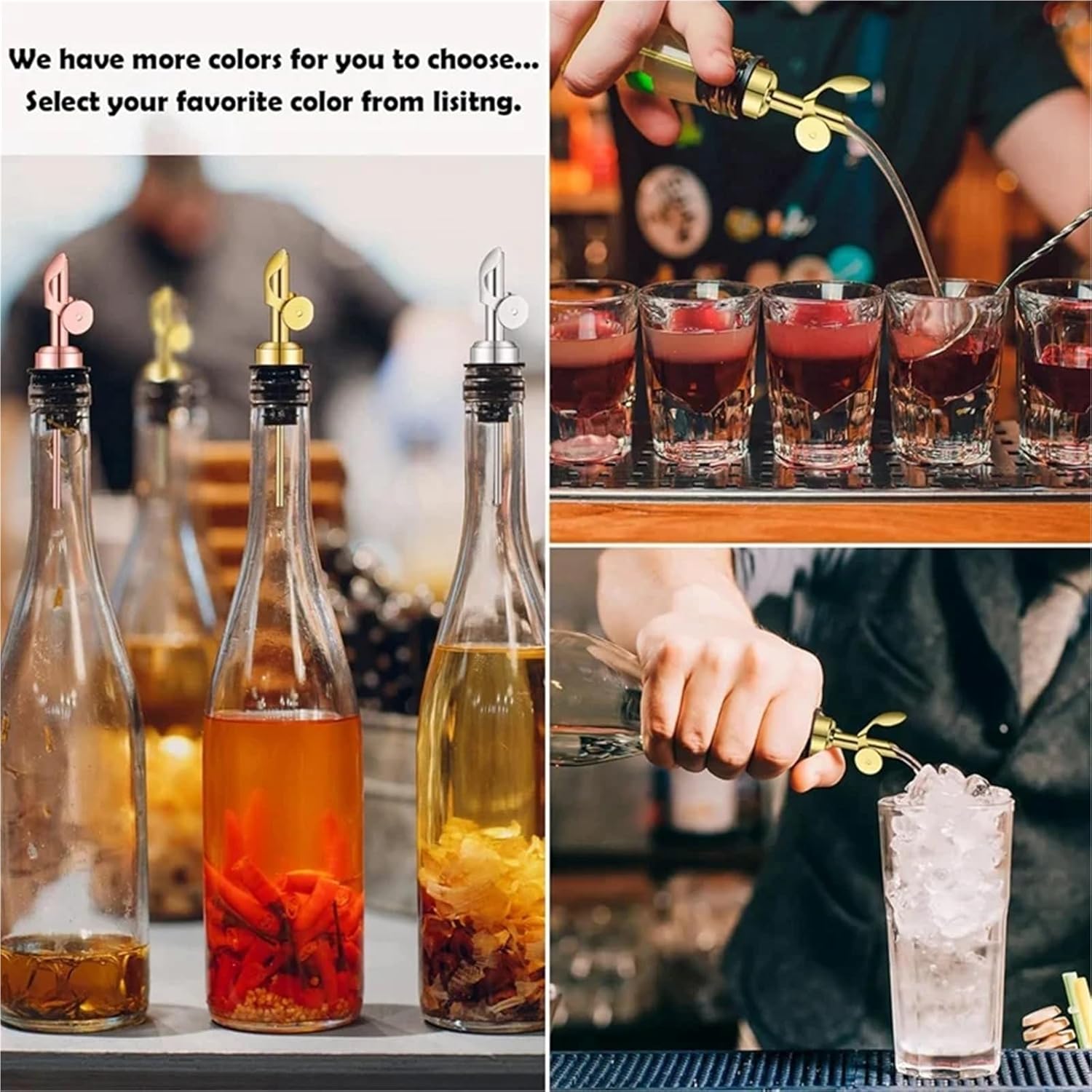 12 Pcs Oil Bottle Dispenser Cap – Lock Stopper for Wine, Sauce & Liquor – Leak-Proof Kitchen Accessories(Gold)