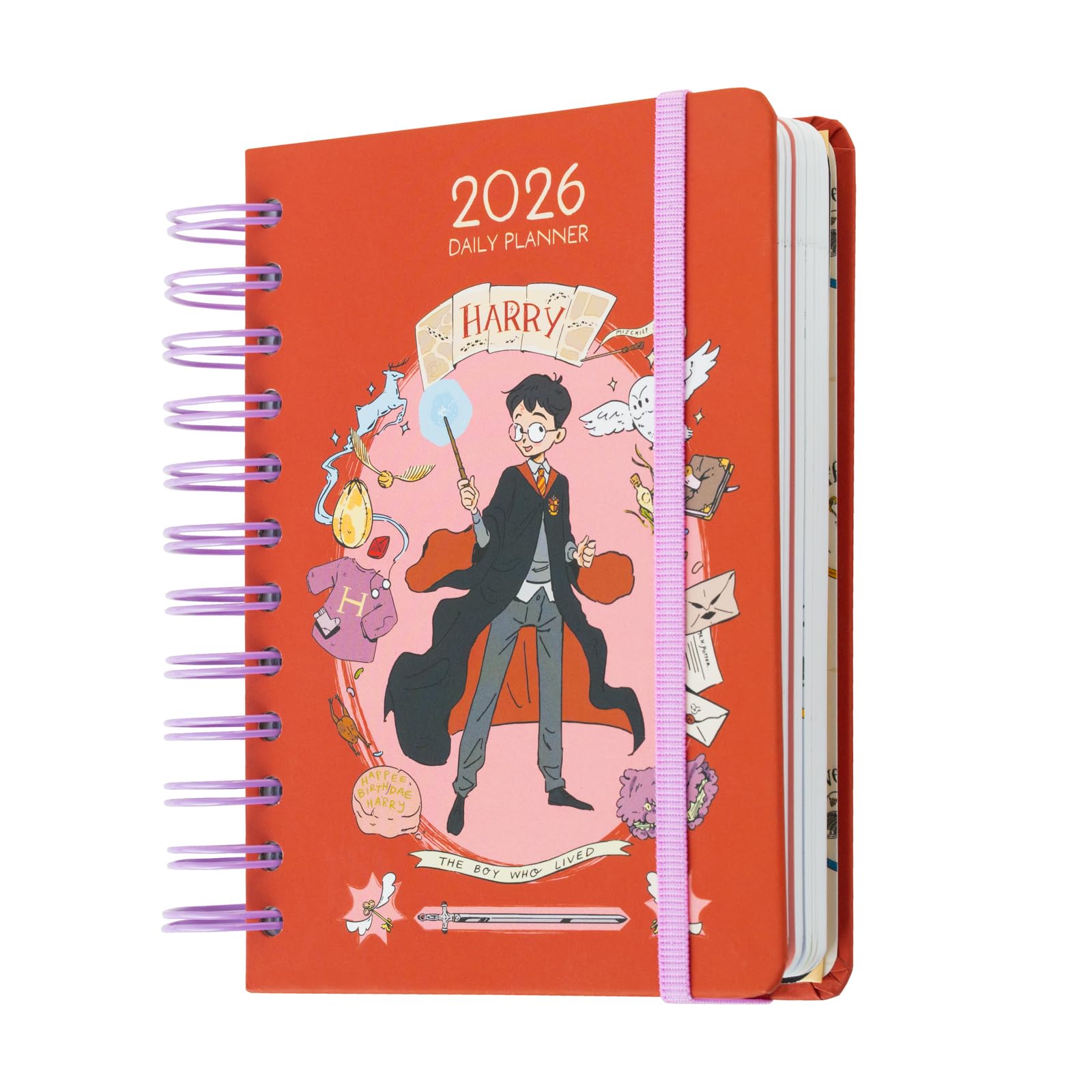 Grupo Erik Pocket Diary 2026 Day Per Page - Harry Potter Daily Planner | Page A Day Diary 2026 Small With Planner Stickers, Bookmark, Pocket | Harry Potter Gifts