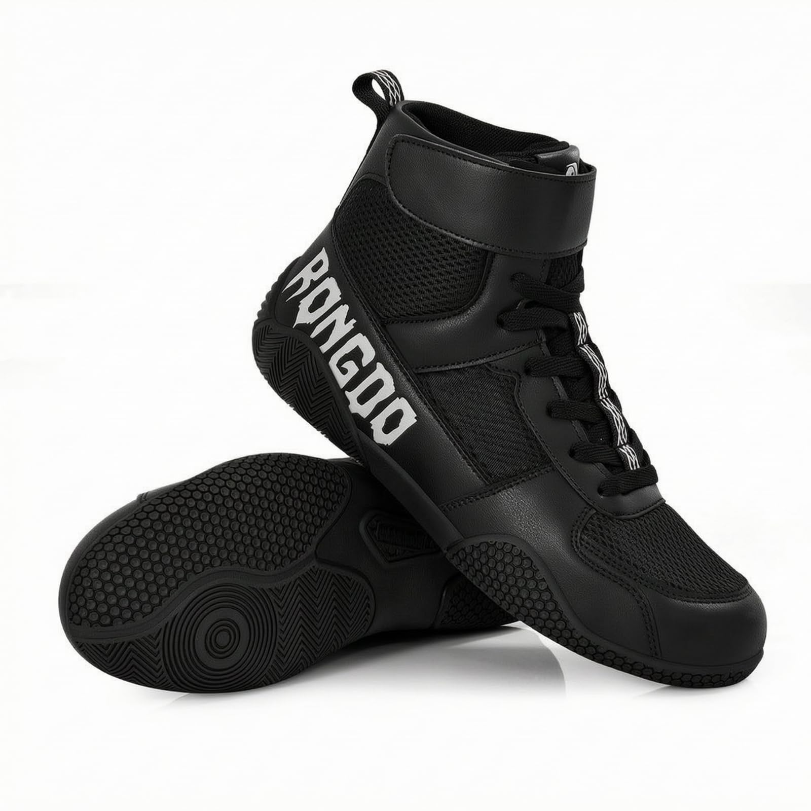 Scarpe da Pugilistico Antiscivolo Scarpe da Pugilato Ammortizzate Stivaletti Pugilistico per Pugili, Allenamento Indoor, Nero E Bianco, Numeric_40