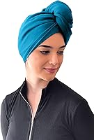 Vista 2 de Elizabeth Roberts Toalla de pelo 100 % algodón, estilo turbante esencial, para mujeres y hombres, todo tipo de cabello y estilos, aguamarina