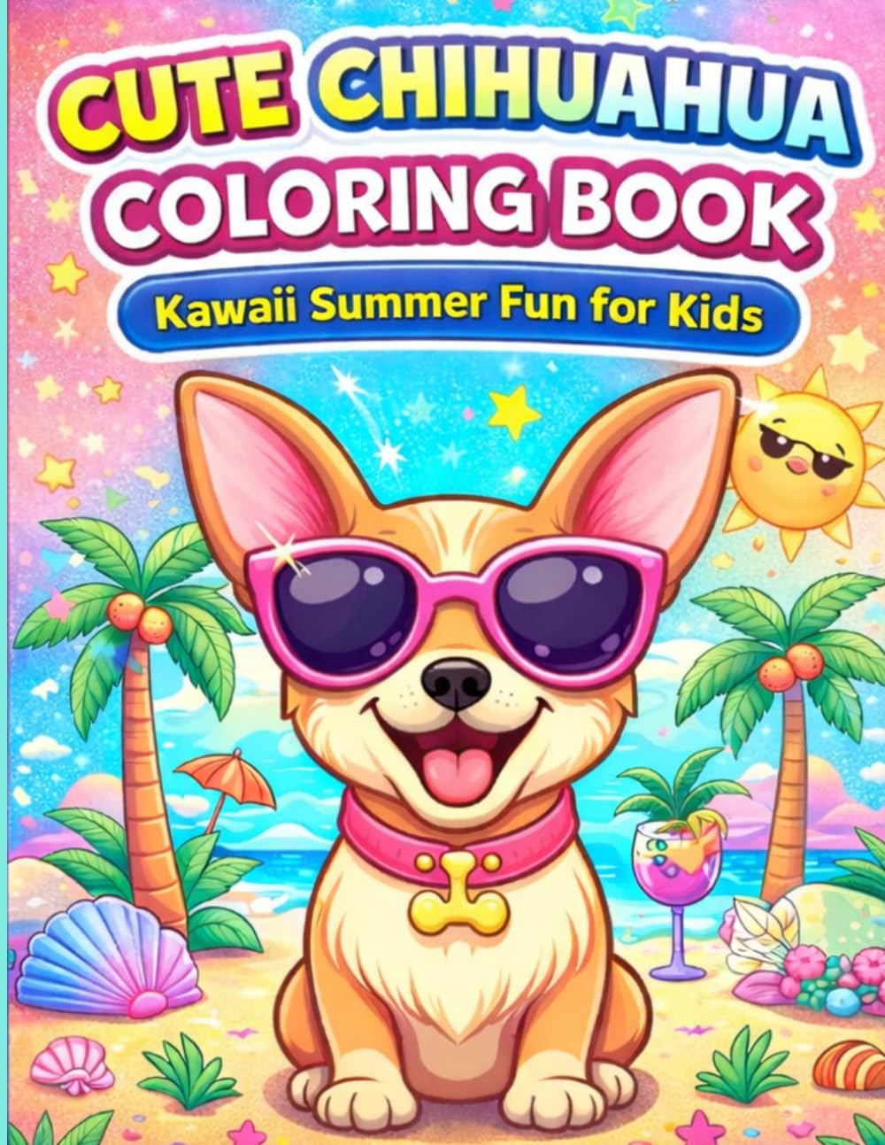 Aventuras del Chihuahua Coloring Book: ¡Kawaii y Verano! 30 Páginas de Perros, Tortugas y Amigos en la Playa. Libro de Colorear para Niños de 4 a 8 ... de Perros, Tortugas y Amigos en la Playa.