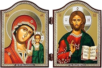 NKlaus 1449 GM of Kazan & Jesus Christ Icon Diptych Kazanskaya i Spasitel'