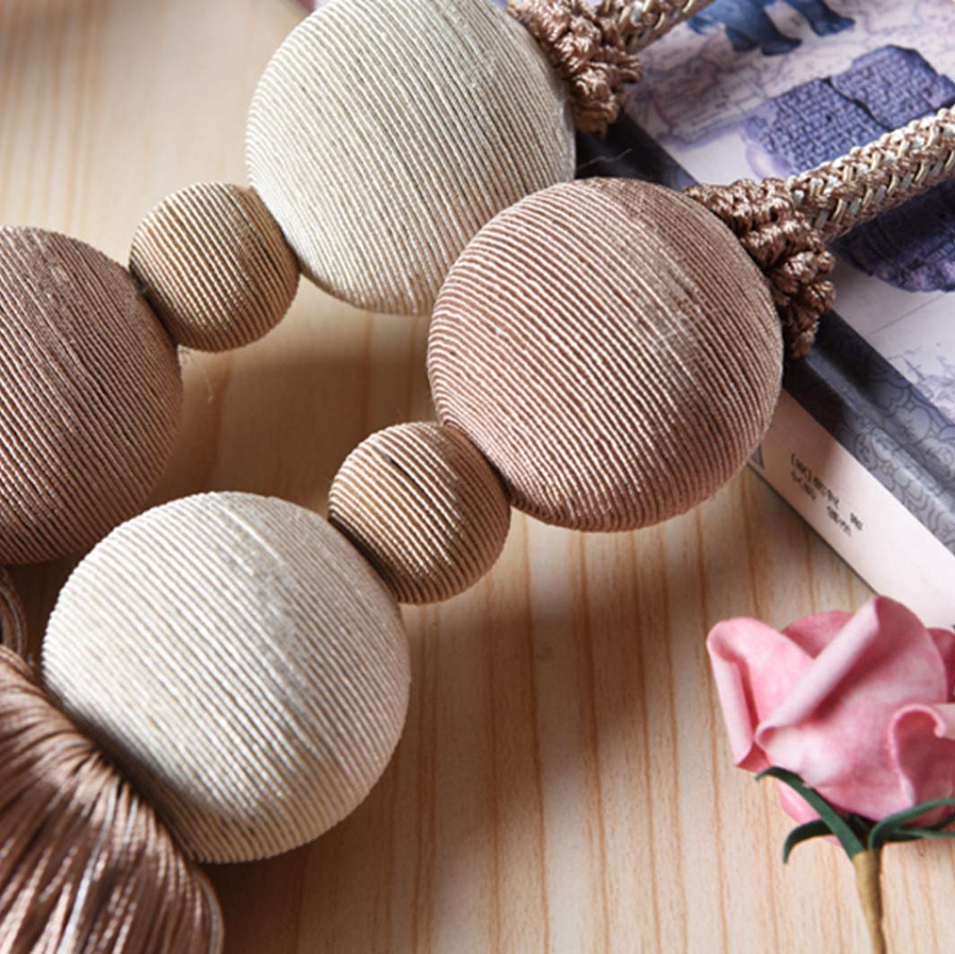 Embrasses de rideaux, attaches de rideaux for rideaux, 1 paire de boules tressées en polyester nordique à suspendre avec pompons de luxe for fenêtre, corde d'embrasse for salon, porche, chambre à couc