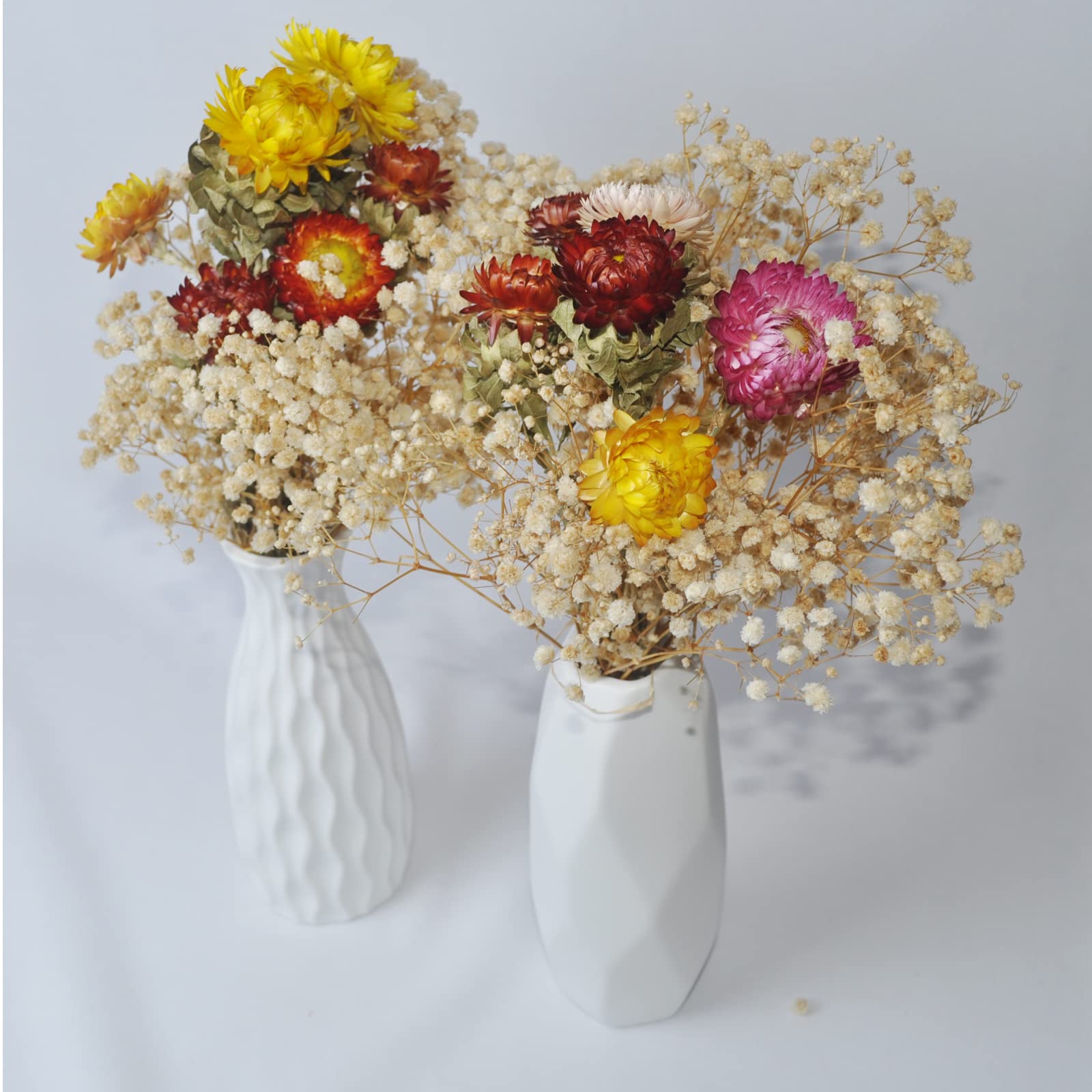 L'BREVOGA Bouquets de fleurs séchées, 100 % fleurs naturelles pour décoration de vase, fête à la maison (marguerite)