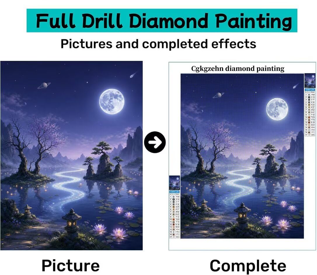 Diamond Painting Paisaje, Manualidad Creativa y Relajante 80x100cm C8-146