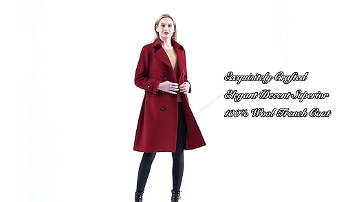 Amazon.com: ACECOZY women Superior 100 Wool Trench Coat, Long Red