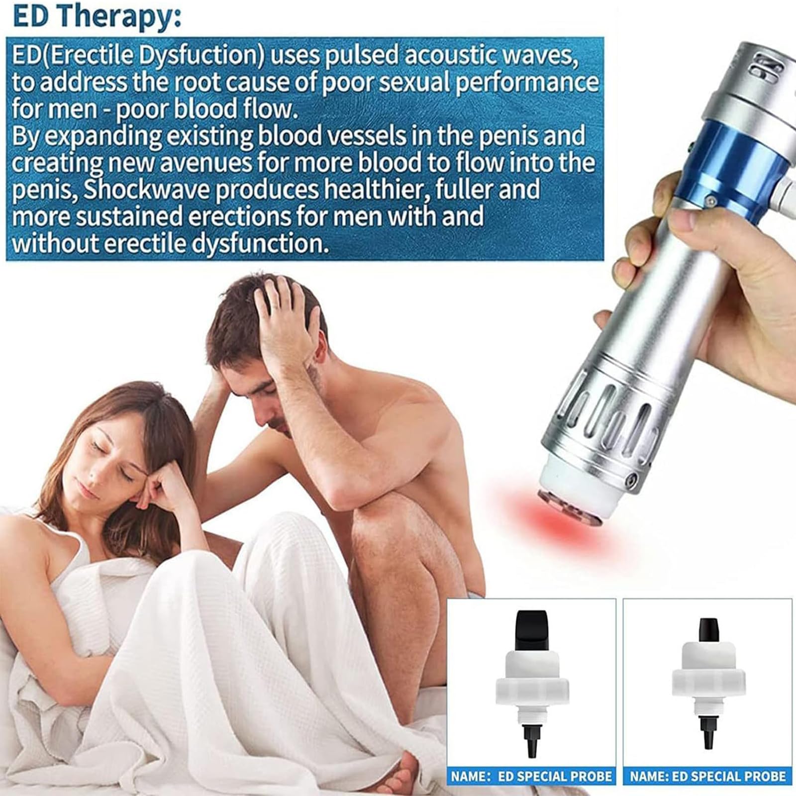 Macchina per Terapia Ad Onde D'urto con 7 Testine Massaggianti, Frequenza Regolabile 1-16Hz Ed Energia 60-200MJ, Non Invasivo, per Il Sollievo dal Dolore Articolare E Muscolare