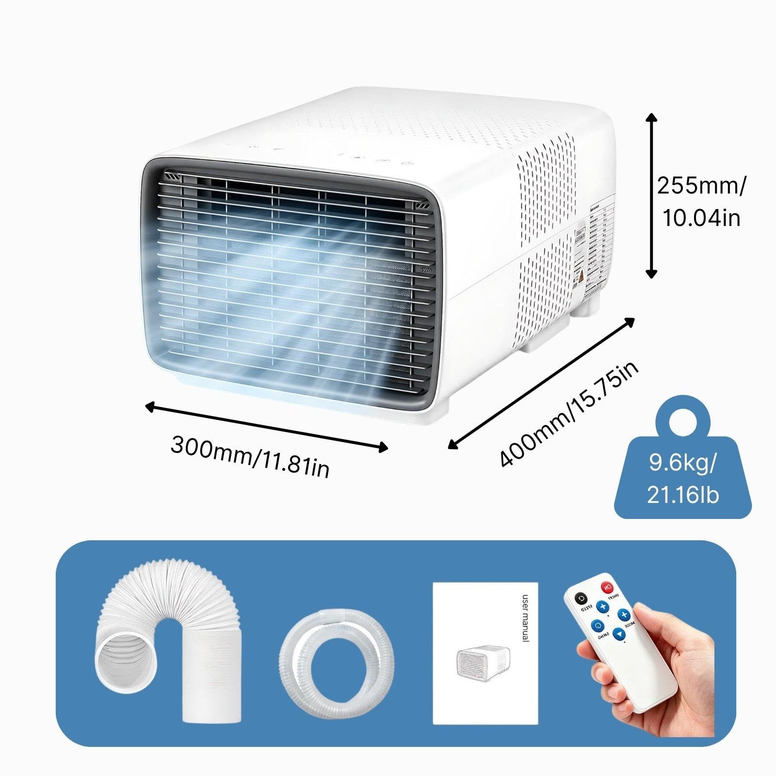 Aire Acondicionado Portátil Doble Tubo de 2700 BTU para Viaje | 3 en 1 con Bajo Ruido. Enfriamiento Rápido para Interior, Exterior, Tiendas, RV, Camión, Coche, Almacén y Mascotas