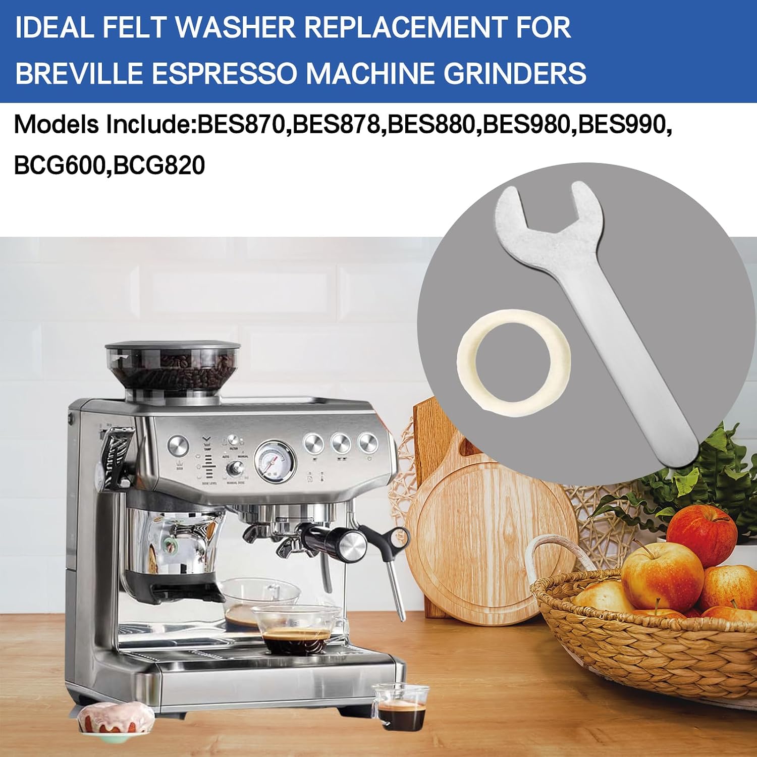 10pcs Felt Washer for Breville Espresso Machine Grinders