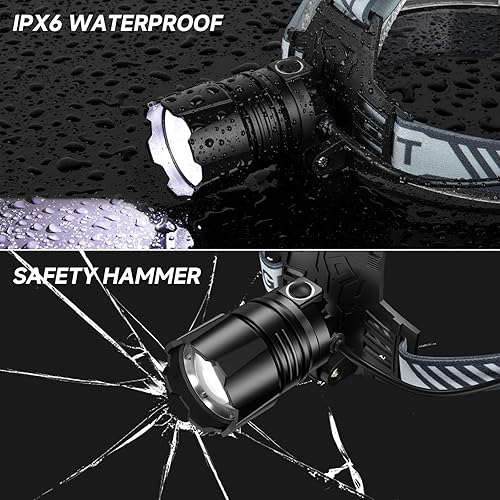 Miniatura 8 de NiaoChao Faro LED recargable, 99000 lúmenes lámpara de cabeza súper brillante (2)