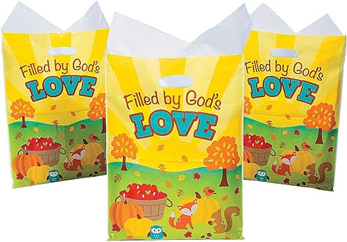 Fun Express - Bolsa de plástico de otoño para otoño - Suministros para fiestas - Bolsas - Bolsas de plástico - Otoño - 50 piezas