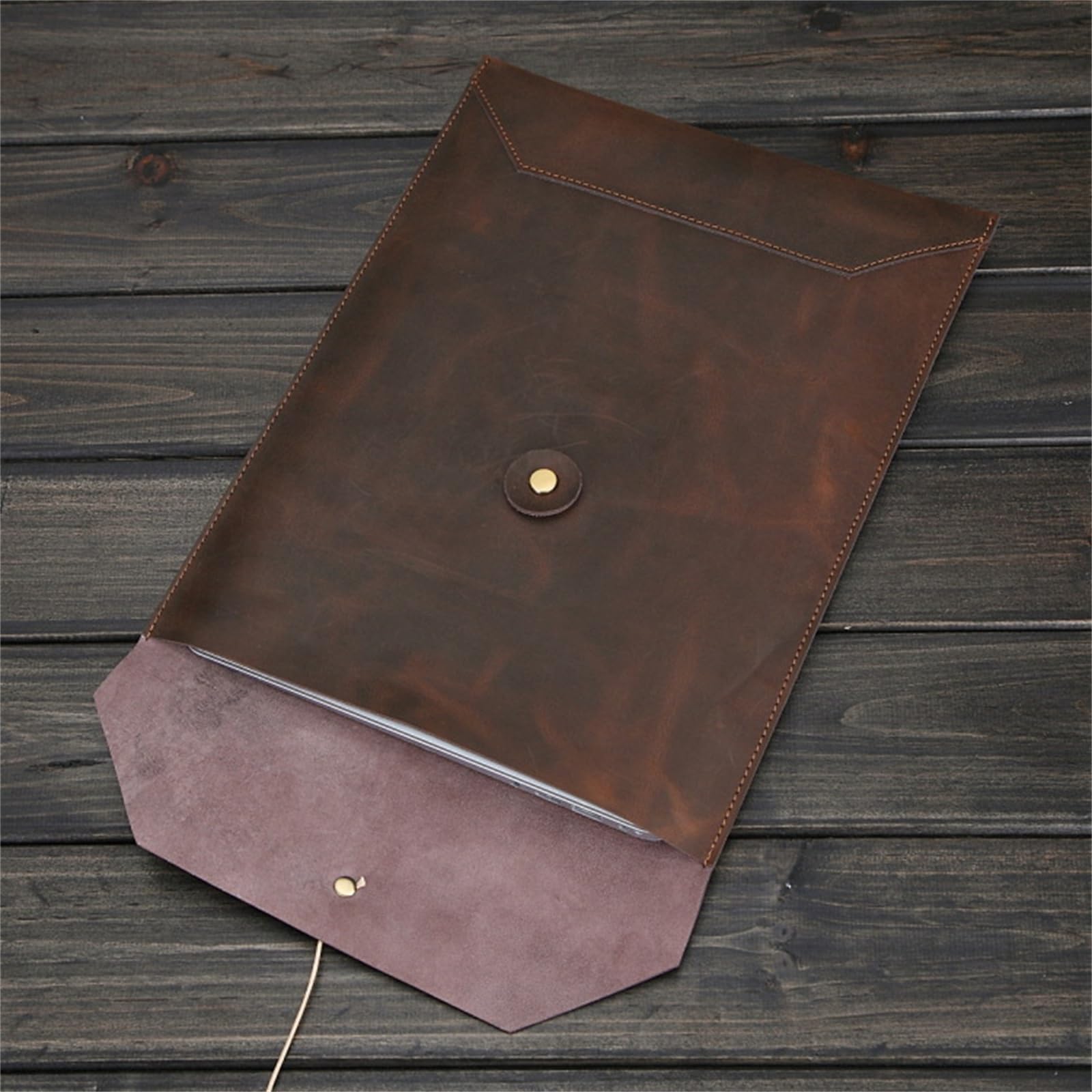 Skórzane etui na dokumenty, Skórzany uchwyt na dokumenty A4 Rozmiar Kawa Kolor Retro Aktówka Folder Organizer Do Biura Podróży Tablet Laptop