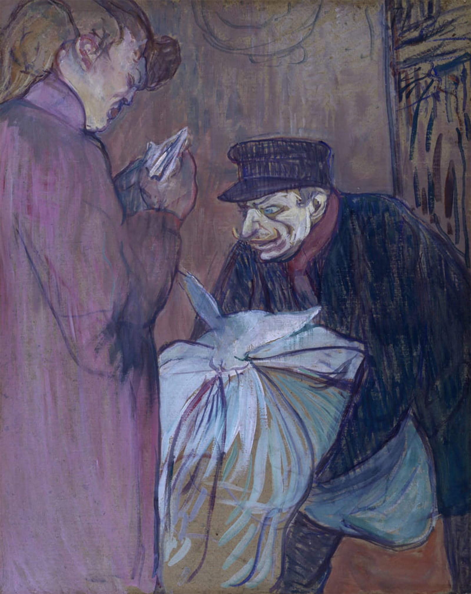 ARTXLXXBN Famous Painting Canvas Artwork Graffiti Print Brothel Laundryman by Henri De Toulouse Lautrec Portrait Canvas Image for Home Decor 60x90cm