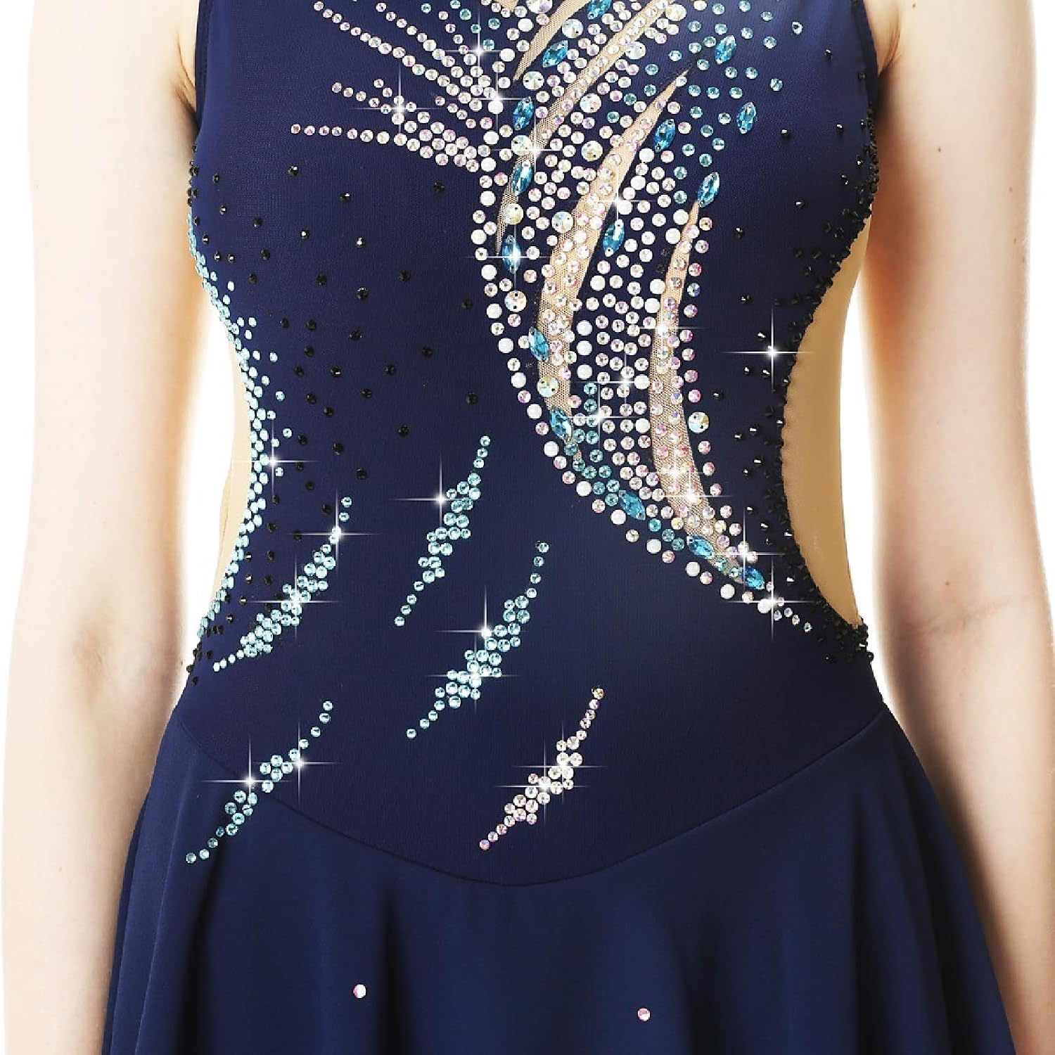 Figure Skating Clothing for Girls Women Costumes with Crystal Perfect for Ice Skating