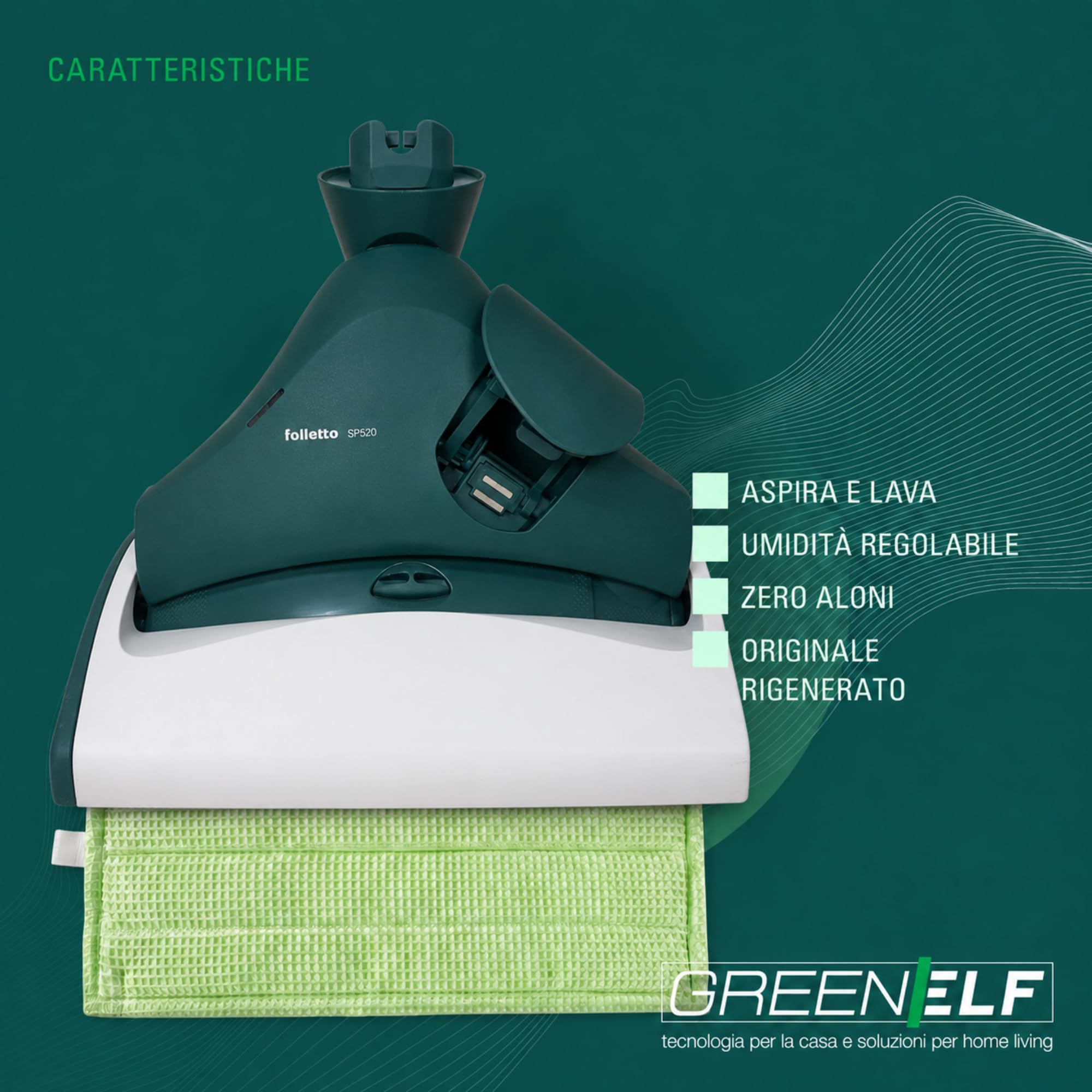 Lavapavimenti Folletto SP520 per VK130/131 - VK135/136 - VK140 | Aspira e Lava SENZA LASCIARE ALONI - Ricambi Folletto RIGENERATO Ideale per Parquet, Marmo, Gres - PERFETTO anche per Angoli