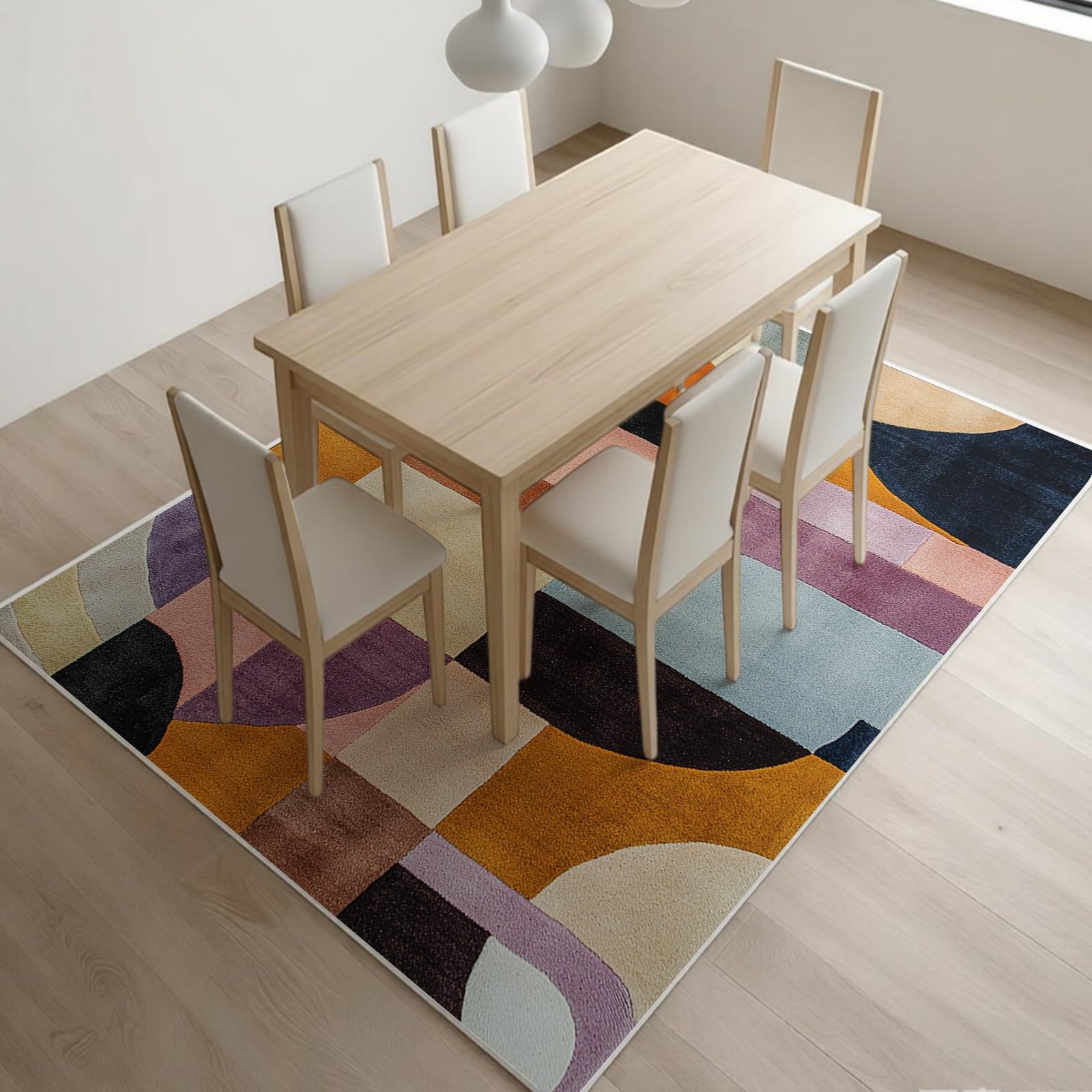 Tappeto Lavabile 160 x 230 cm Modelli geometrici astratti Tappeto Soggiorno Morbido Antiscivolo marrone Pelo Corto per Camera e Sala da Pranzo