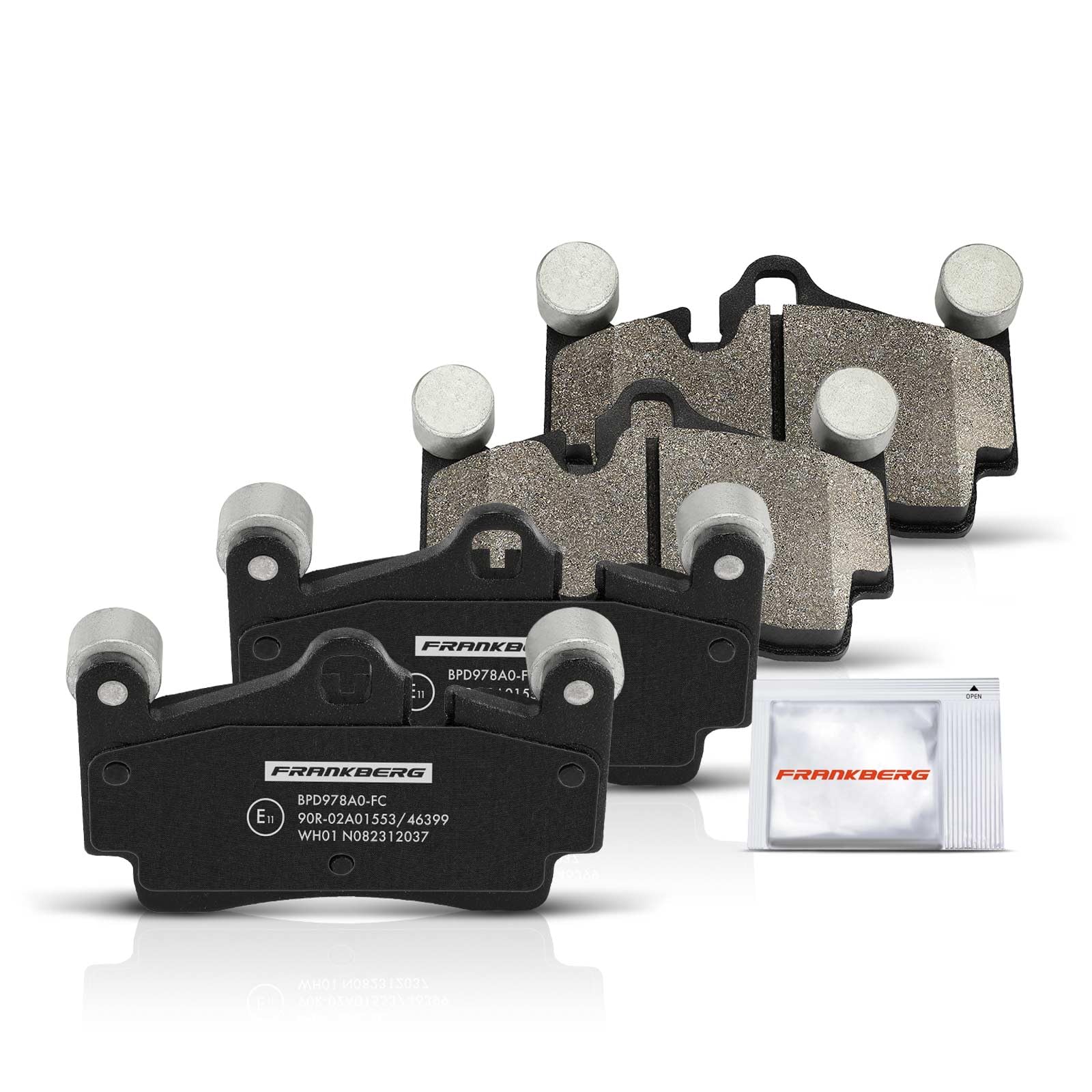 Frankberg Jeu de plaquettes de frein comprenant 4 plaquettes de frein | 7L6698451A, 7L6698451D; Compatible avec: T.o.u.a.r.e.g 7L6 7L7 7LA, C.a.y.e.n.n.e 9PA, Q7 4LB, Fourgonnette Q7 4LB