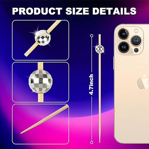 Miniatura 9 de Palillos de cóctel de 4.7 pulgadas, 100 palillos de dientes para aperitivos, brochetas de bambú para bebidas, postres, embutidos, sándwich, palillos