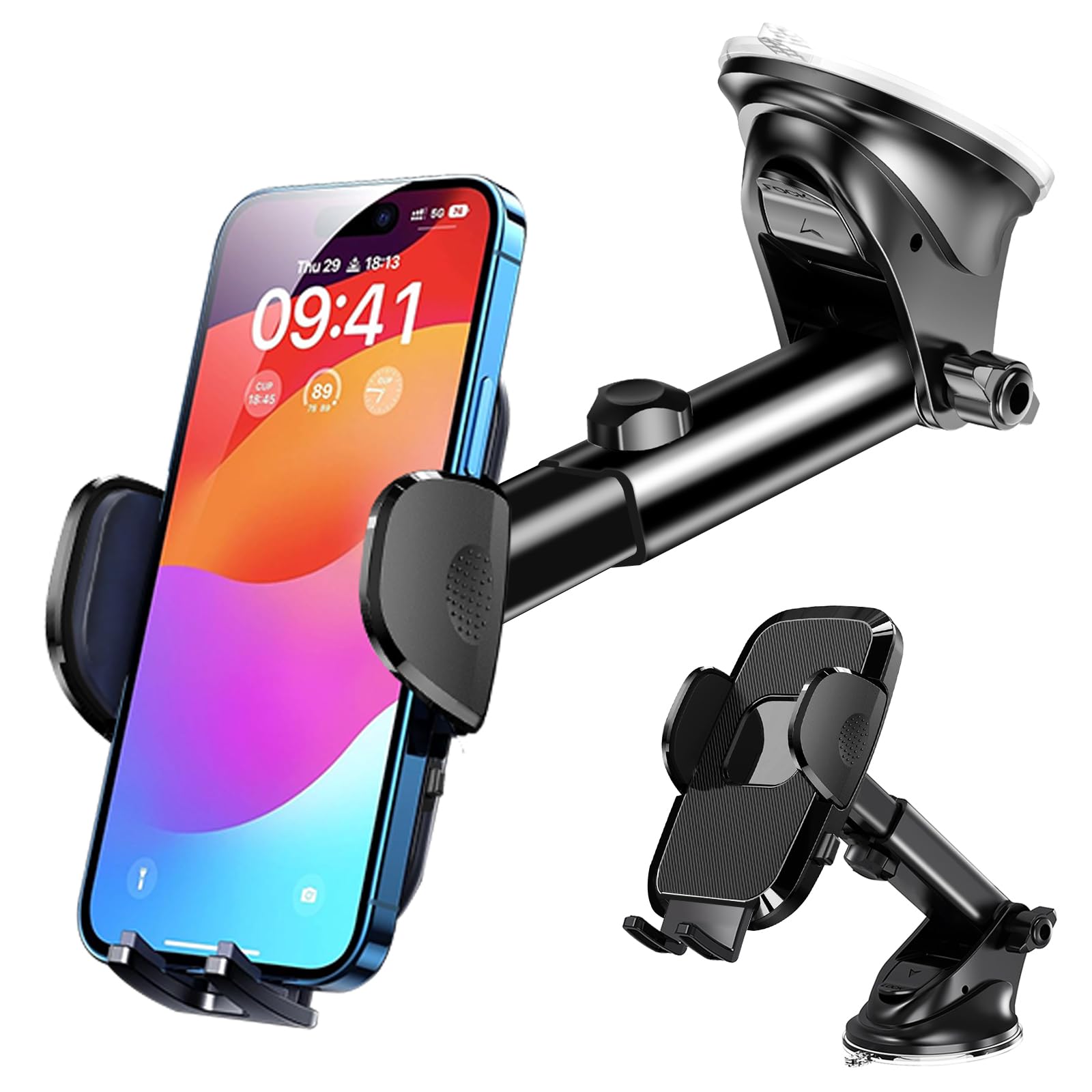 View 1 of [Military-grade Construction] Phone Holders for Your Car?Upgraded Suction & Clip?Cell Smartphone Mount Universal Windshield Dashboard Vent Stand Truck Cradle for iPhone 17 Pro Max 16 15 Samsung