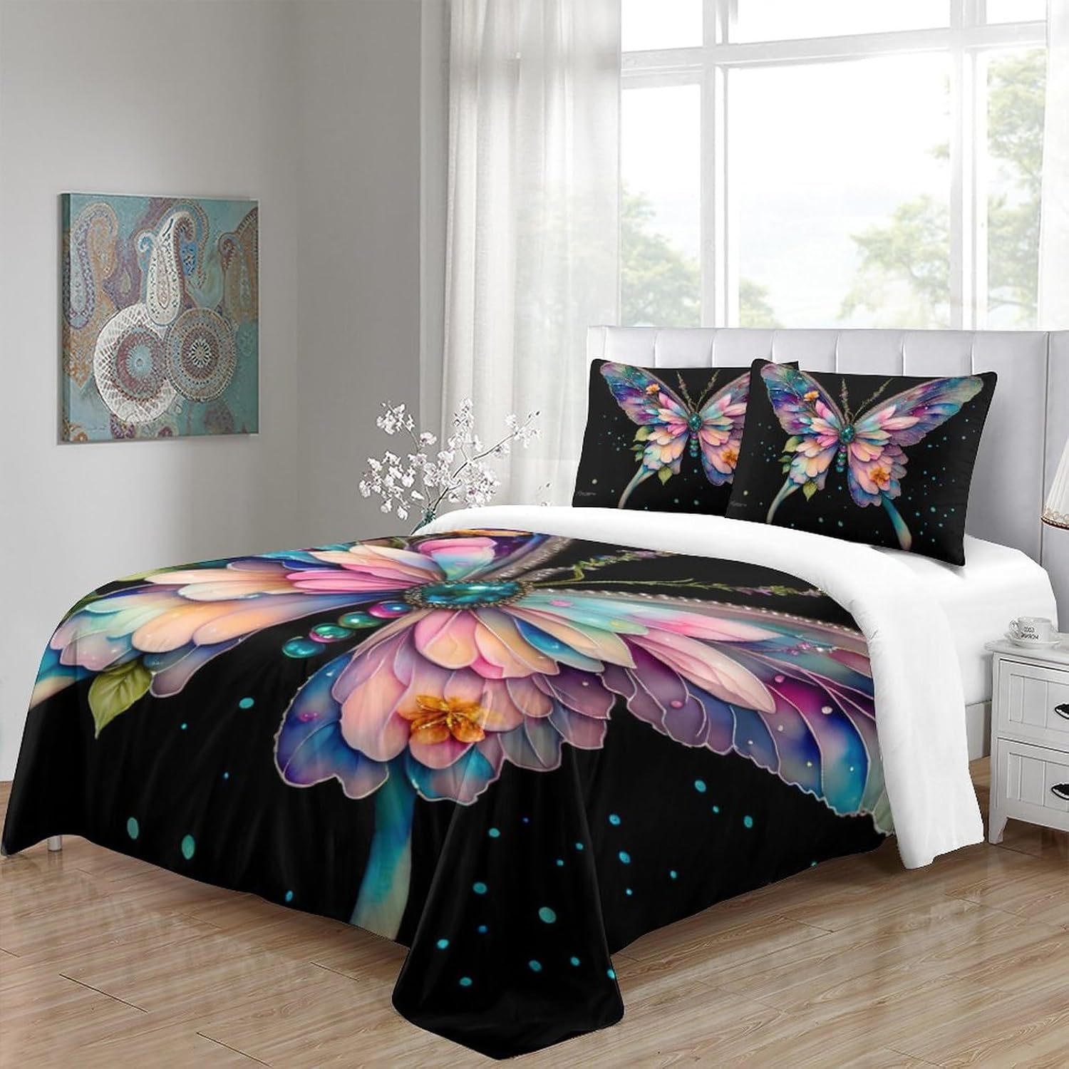 Colorful Animals Three Piece Suit Cartoon Quilt Cover Set - Super Soft Bedding Set for Kids with Pillowcase - Lightweight and Breathable Microfiber Bed Linens