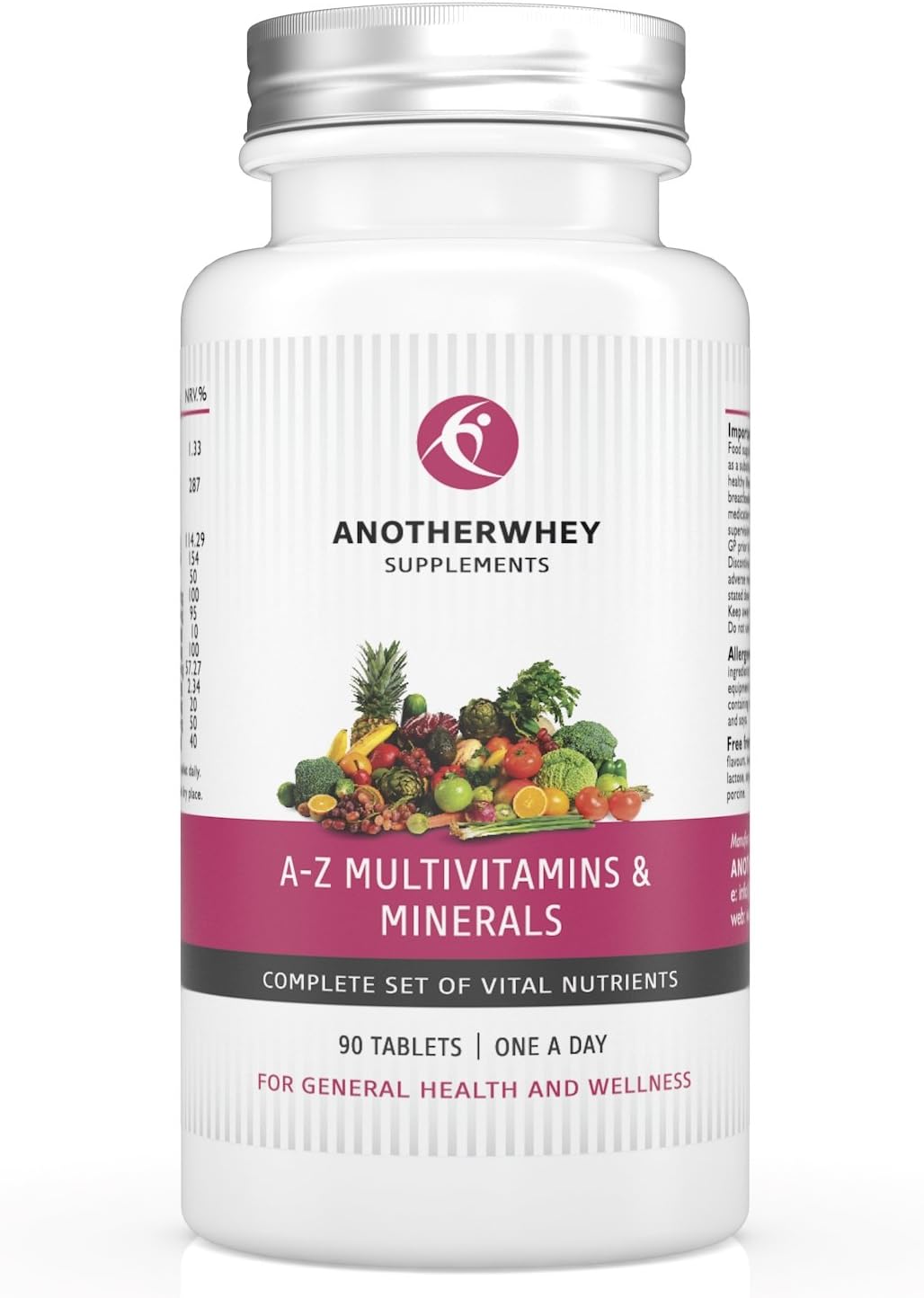 A-Z Multivitamins & Minerals by AnotherWhey - More Than 35 Different Nutrients - Dietary Supplement for Daily Use - 90 Tablets - 3 Months Supply - Utmost Quality Made in UK