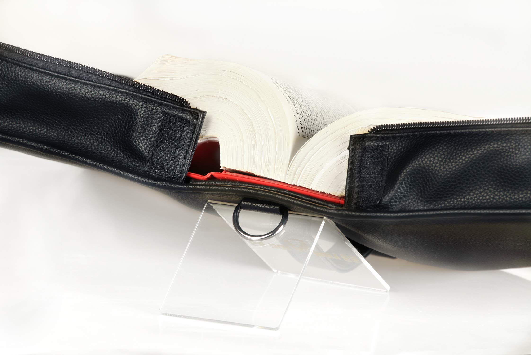 Habersack Tasche (auch für XL), Schönfelder Tasche, regenfest, aus Kunst-Leder, in Schwarz, mit Buchstütze aus Acryl, praktisch und stilvoll