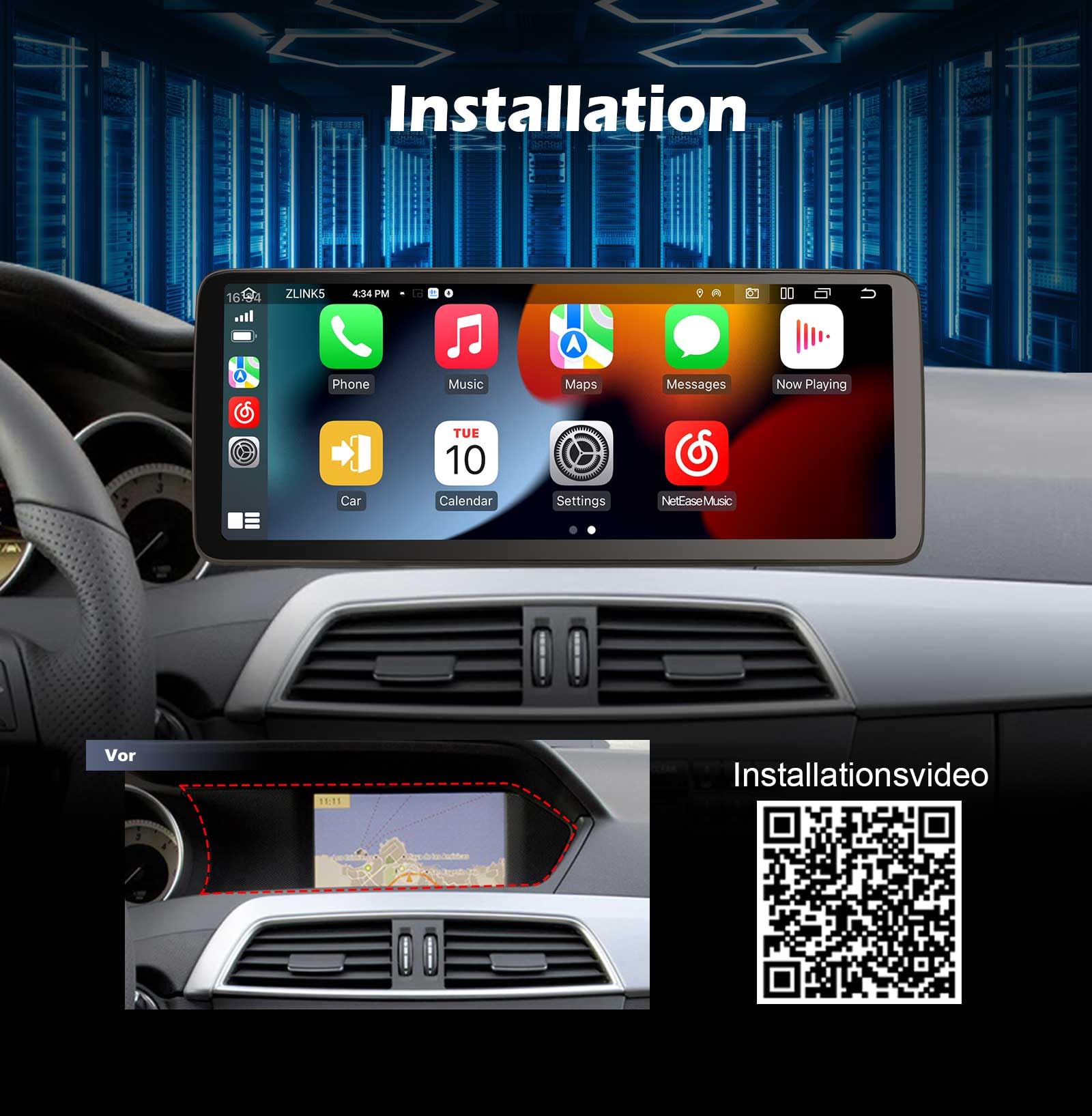 12,3" 8+128G Android 16 Autoradio Bluetooth für Mercedes C-Klasse W204 S204 | Qualcomm 8GB+128GB 8-Kern, Unterstützt IPS Touchscreen Kabellos CarPlay Android Auto DAB+ Canbus DSP WiFi 4G, NTG 4.5 System