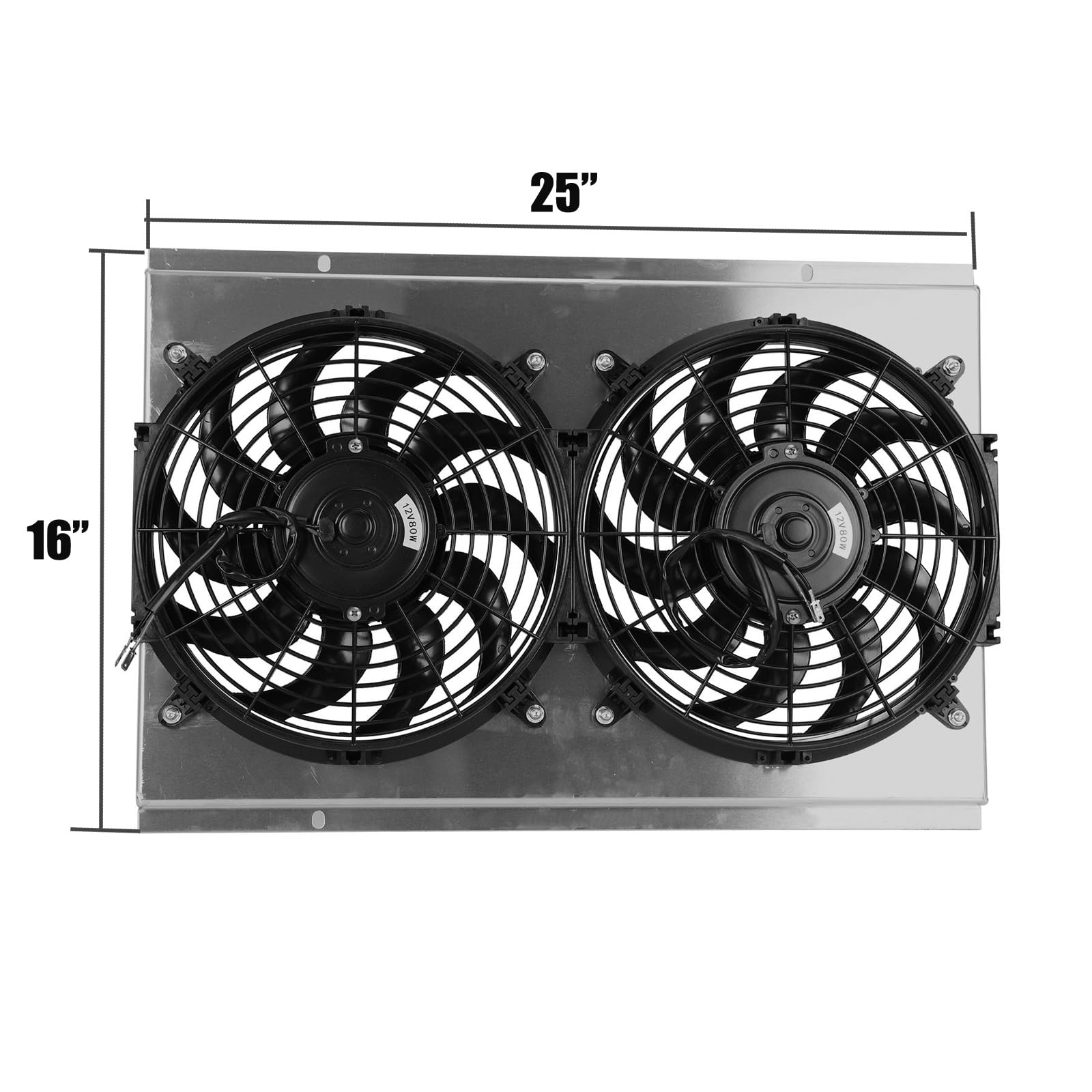 Radiator Electric Fan + Shroud + Relay Kit – Fits 1996-2005 Chevy Blazer, S10, C1500, GMC Jimmy, Sonoma & More – 12" Fans, 2150 CFM, Aluminum Shroud