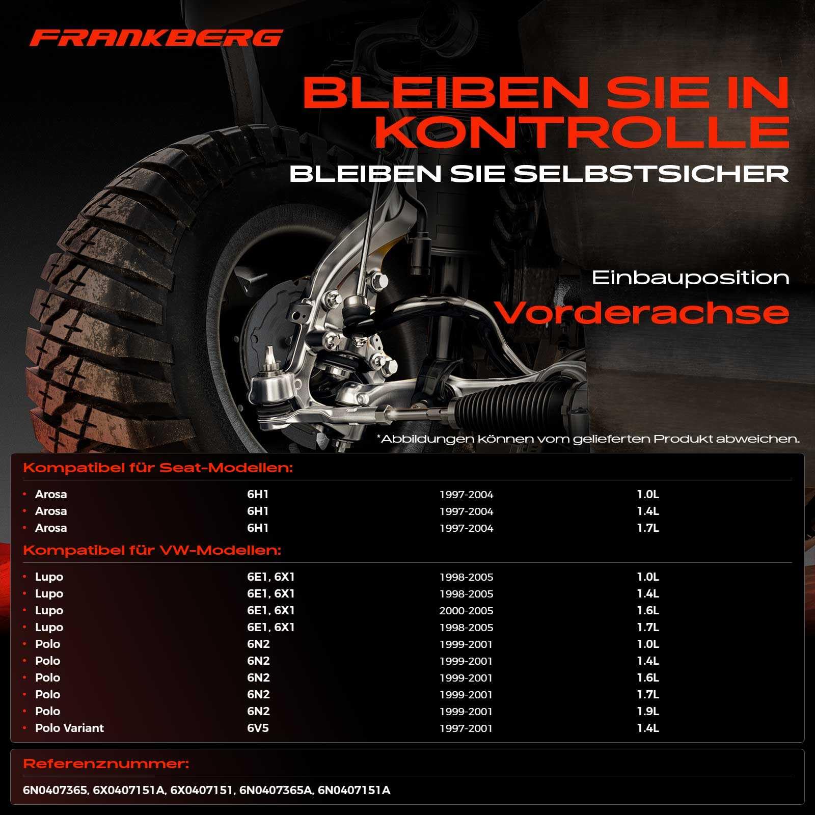 Frankberg 2x Querlenker + 2x Traggelenk Spurstangenkopf 6X0407151A