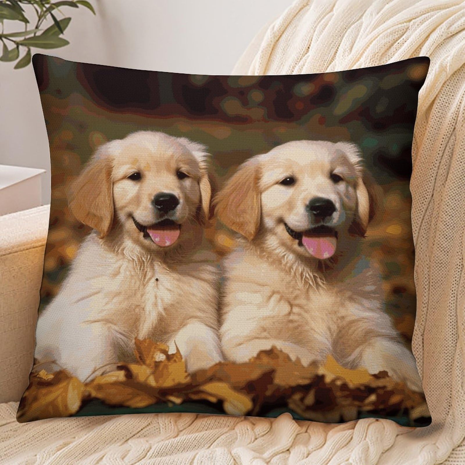 Fekiloot Style Golden Retriever Dogs Puppies Pets Pillowcase Pillow Sham Pillow Case